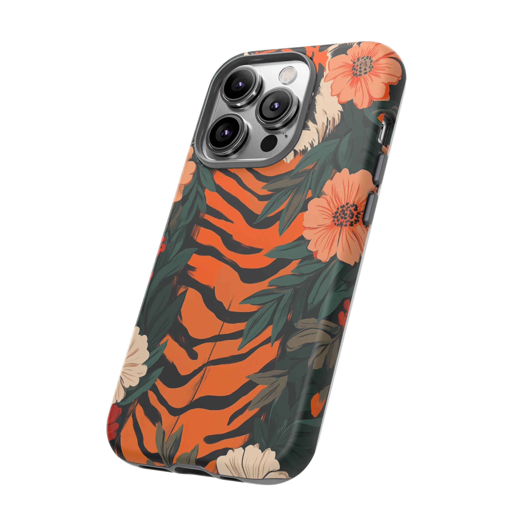 Tough Cases: Floral Tiger Phone Case