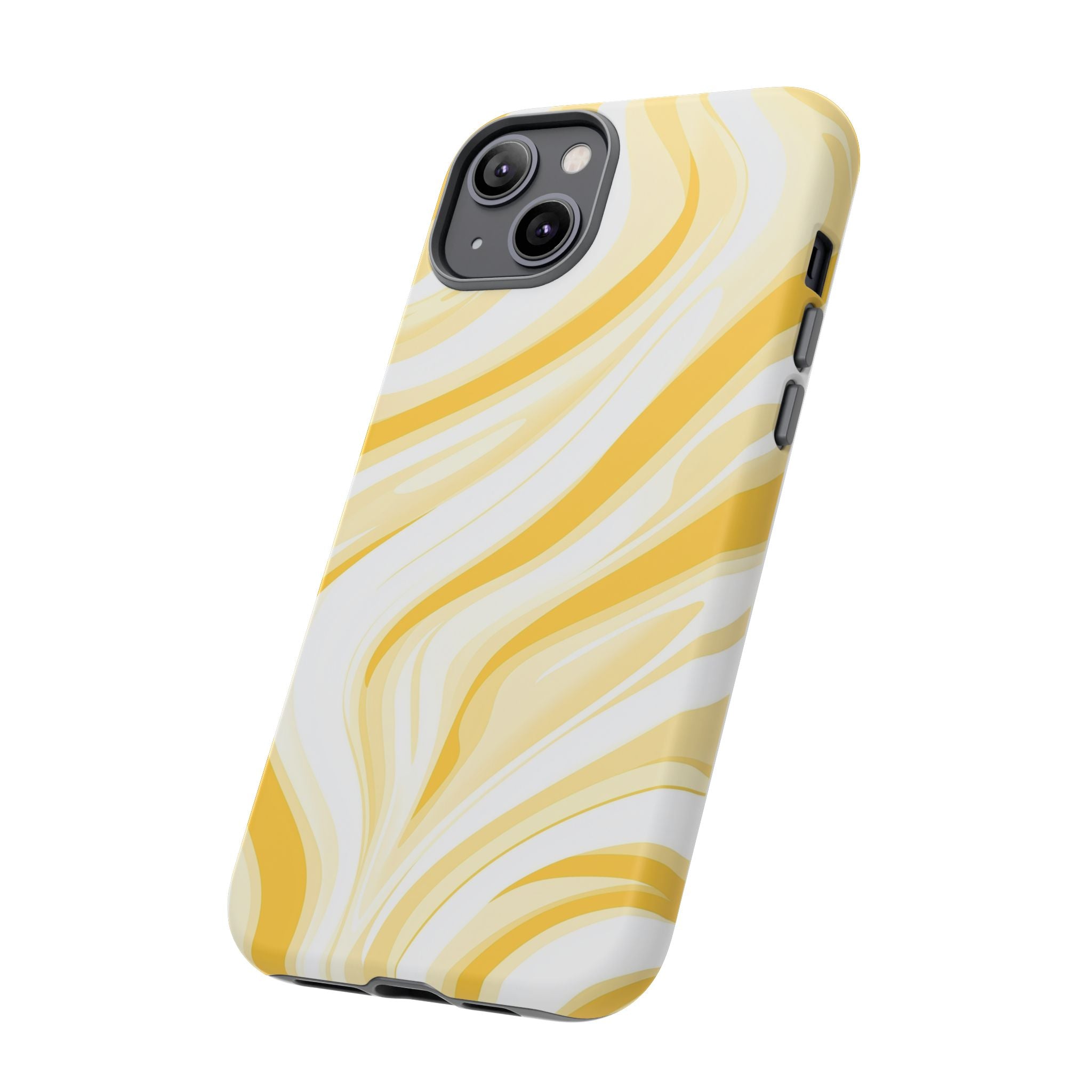 Stylish Phone Case with Yellow Marble Design