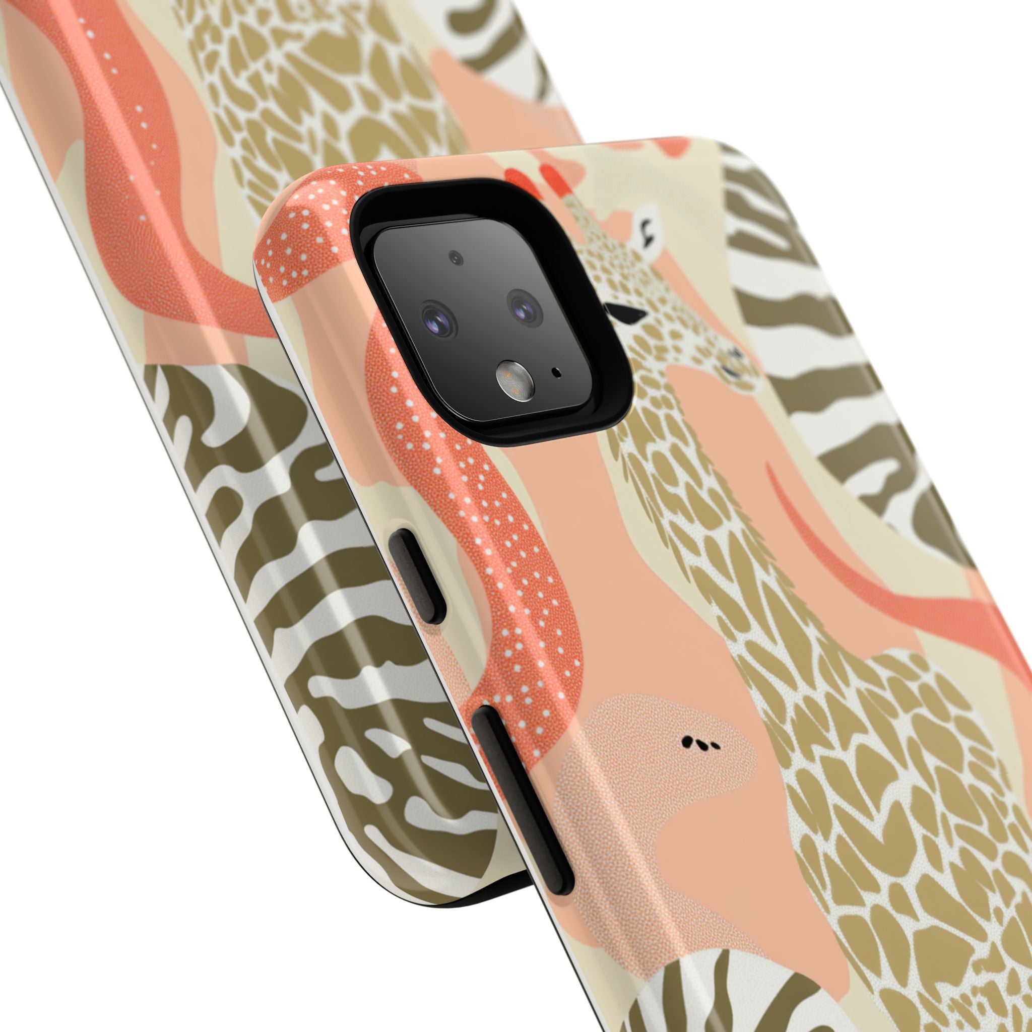 Stylish Phone Case with Giraffe and Abstract Design
