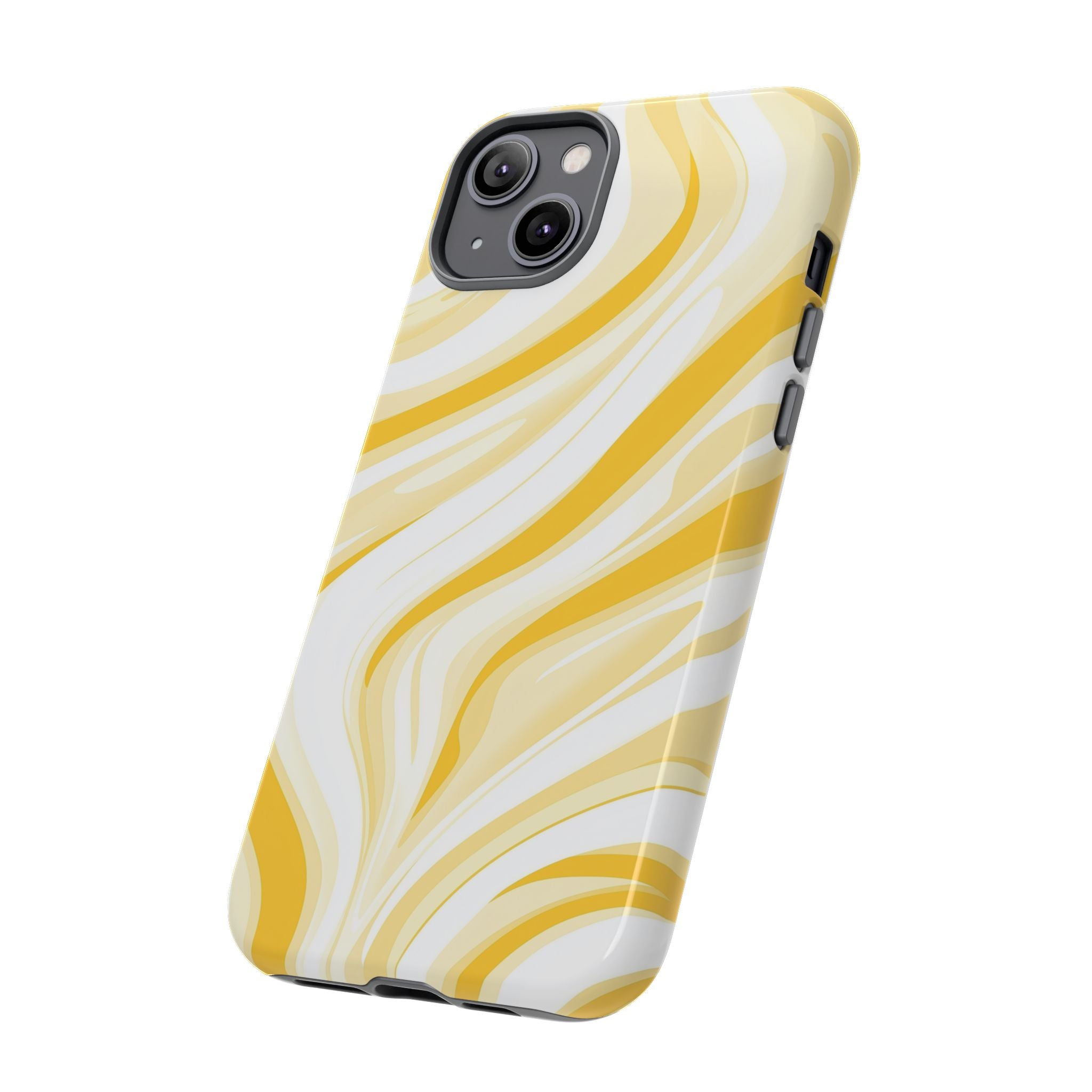 Stylish Phone Case with Yellow Marble Design