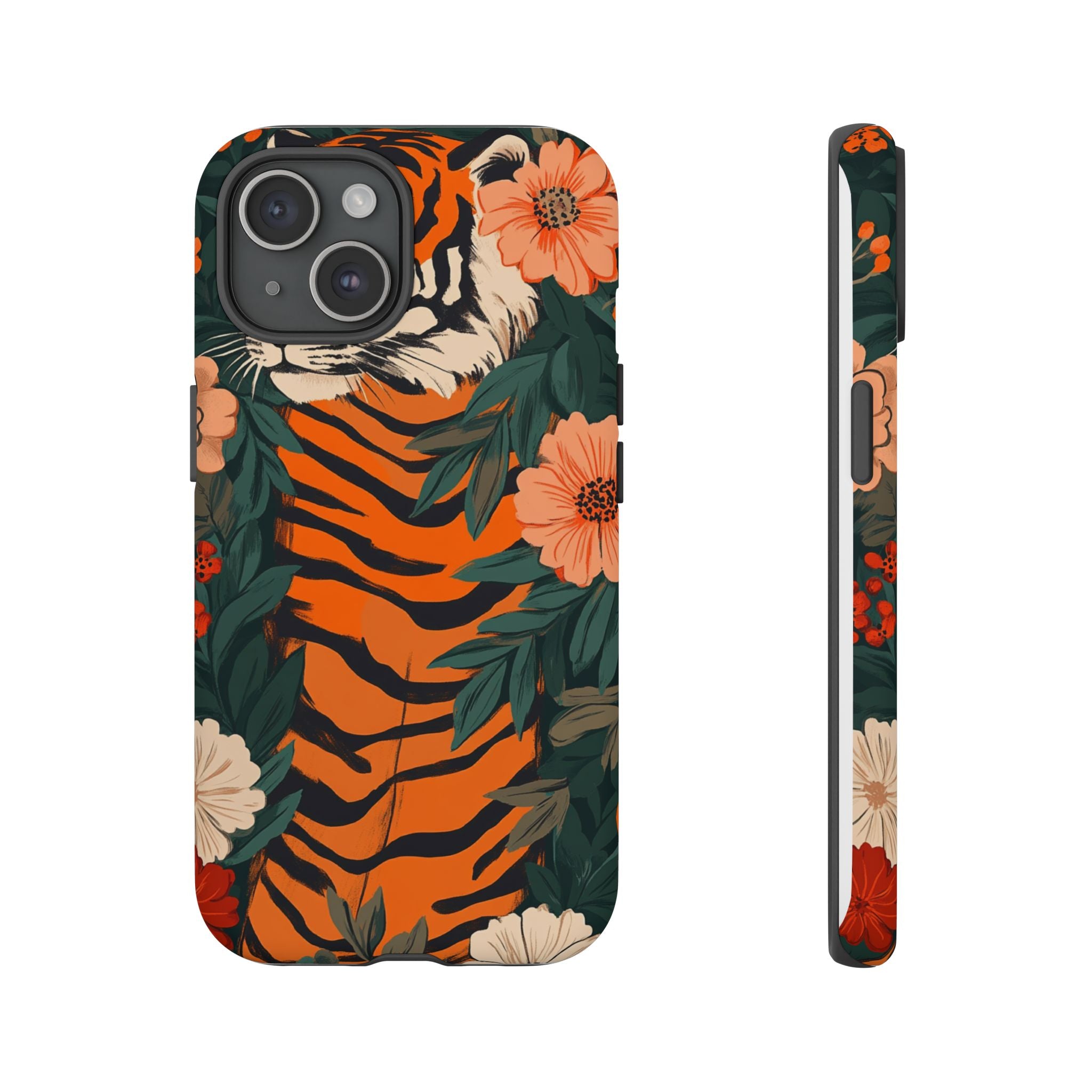 Tough Cases: Floral Tiger Phone Case
