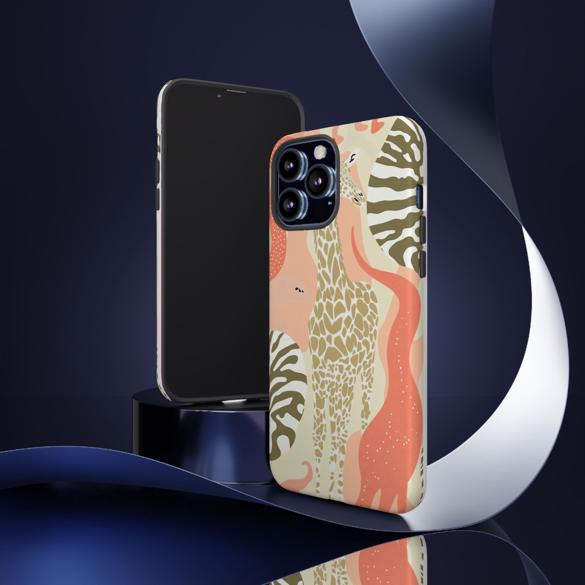 Stylish Phone Case with Giraffe and Abstract Design