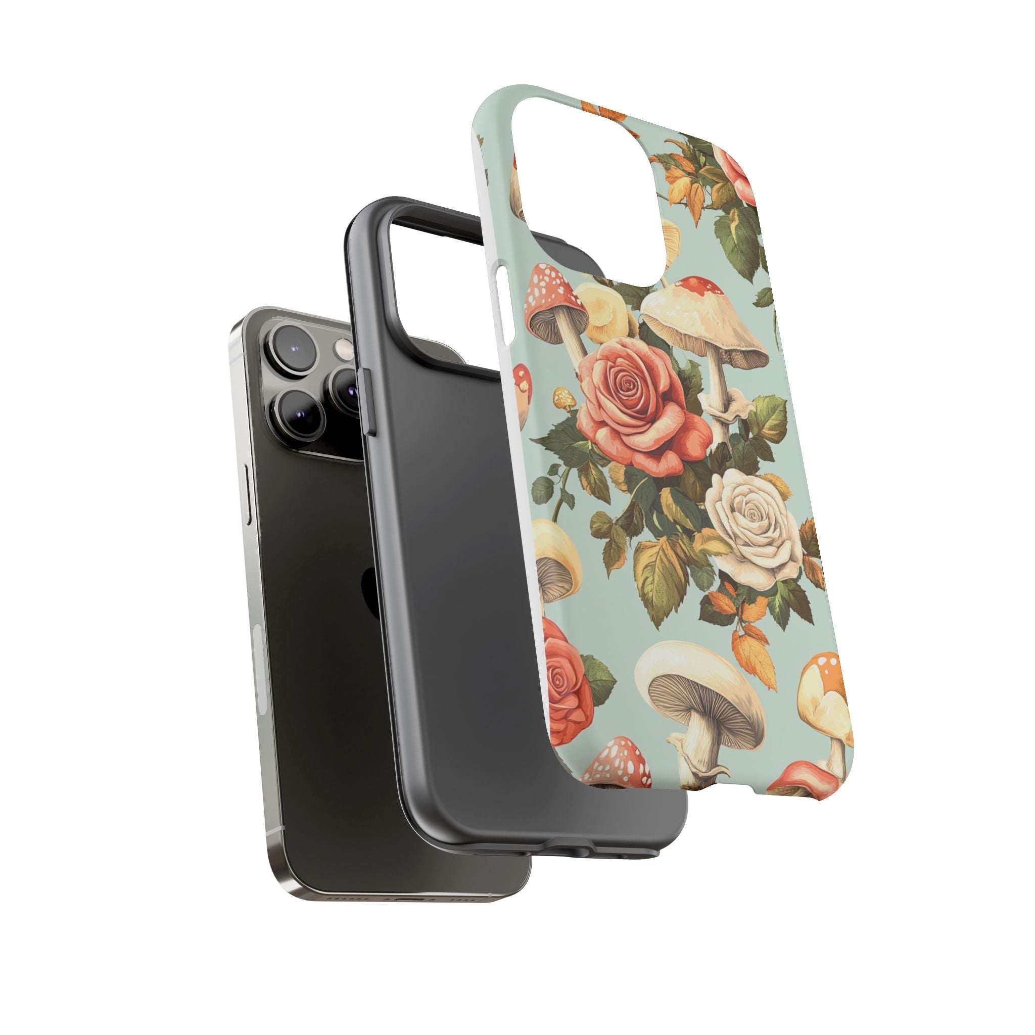 Floral Phone Case - Tough Cases with Mushroom and Rose