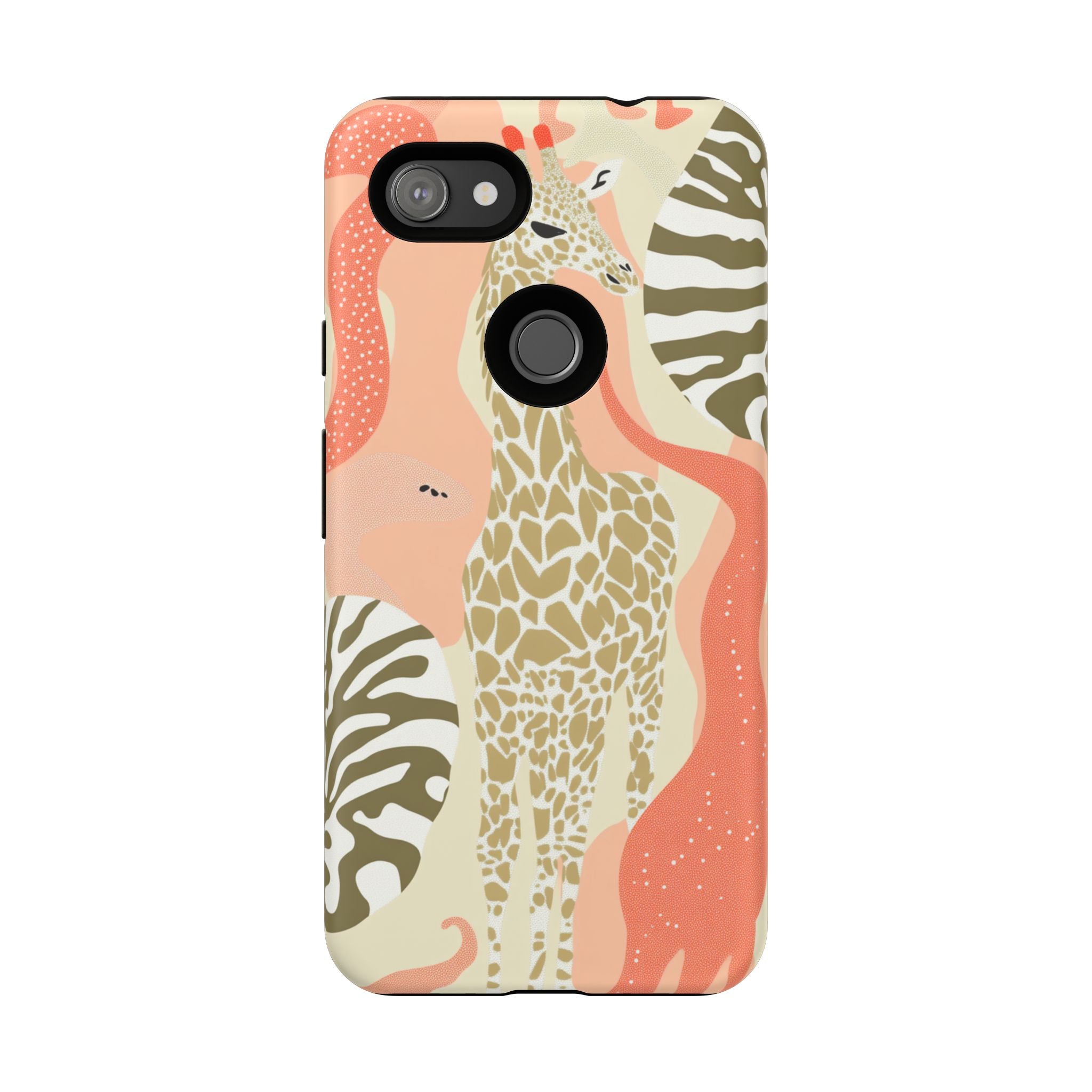 Stylish Phone Case with Giraffe and Abstract Design