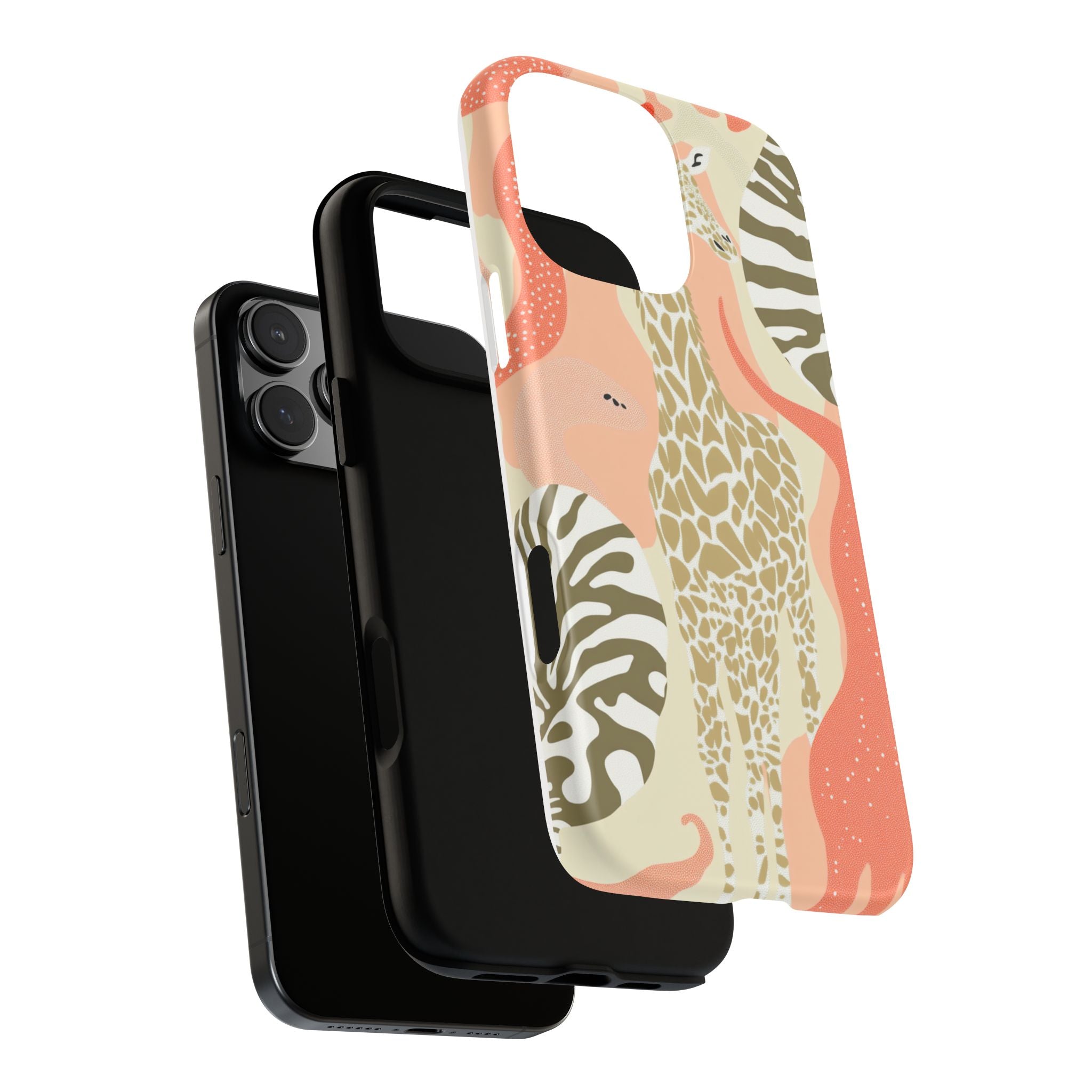 Stylish Phone Case with Giraffe and Abstract Design