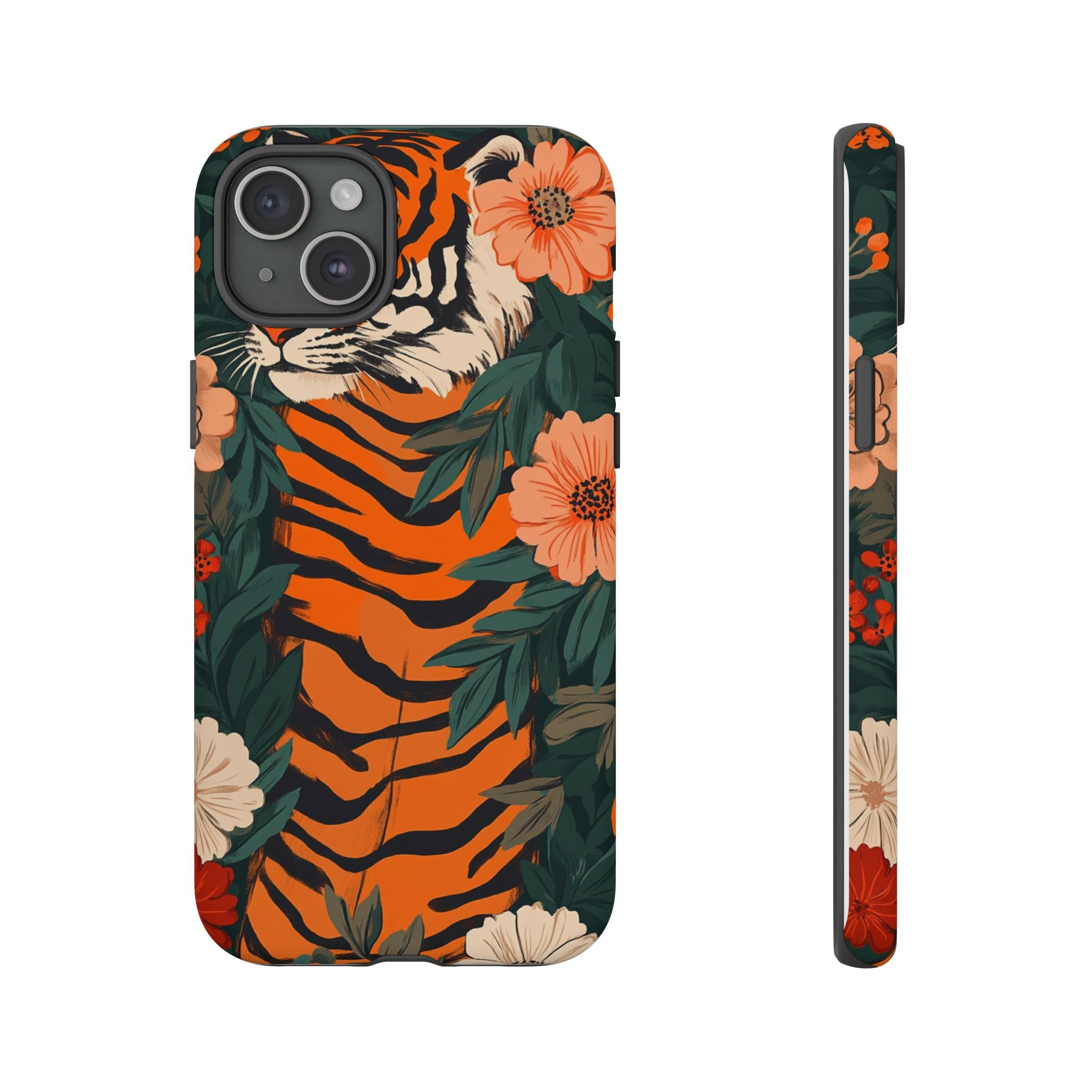 Tough Cases: Floral Tiger Phone Case