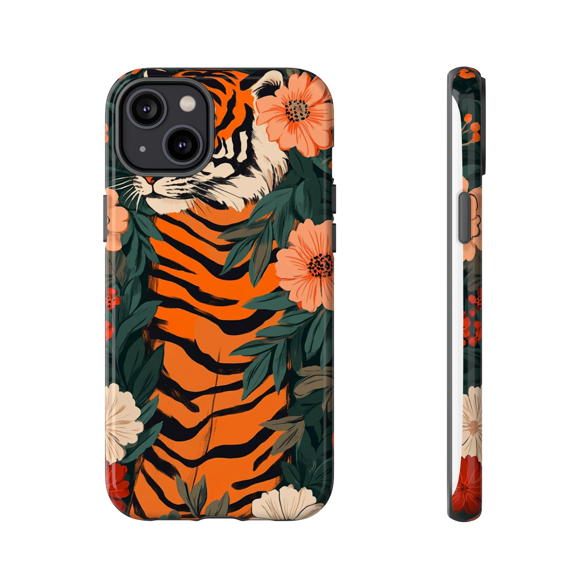 Tough Cases: Floral Tiger Phone Case
