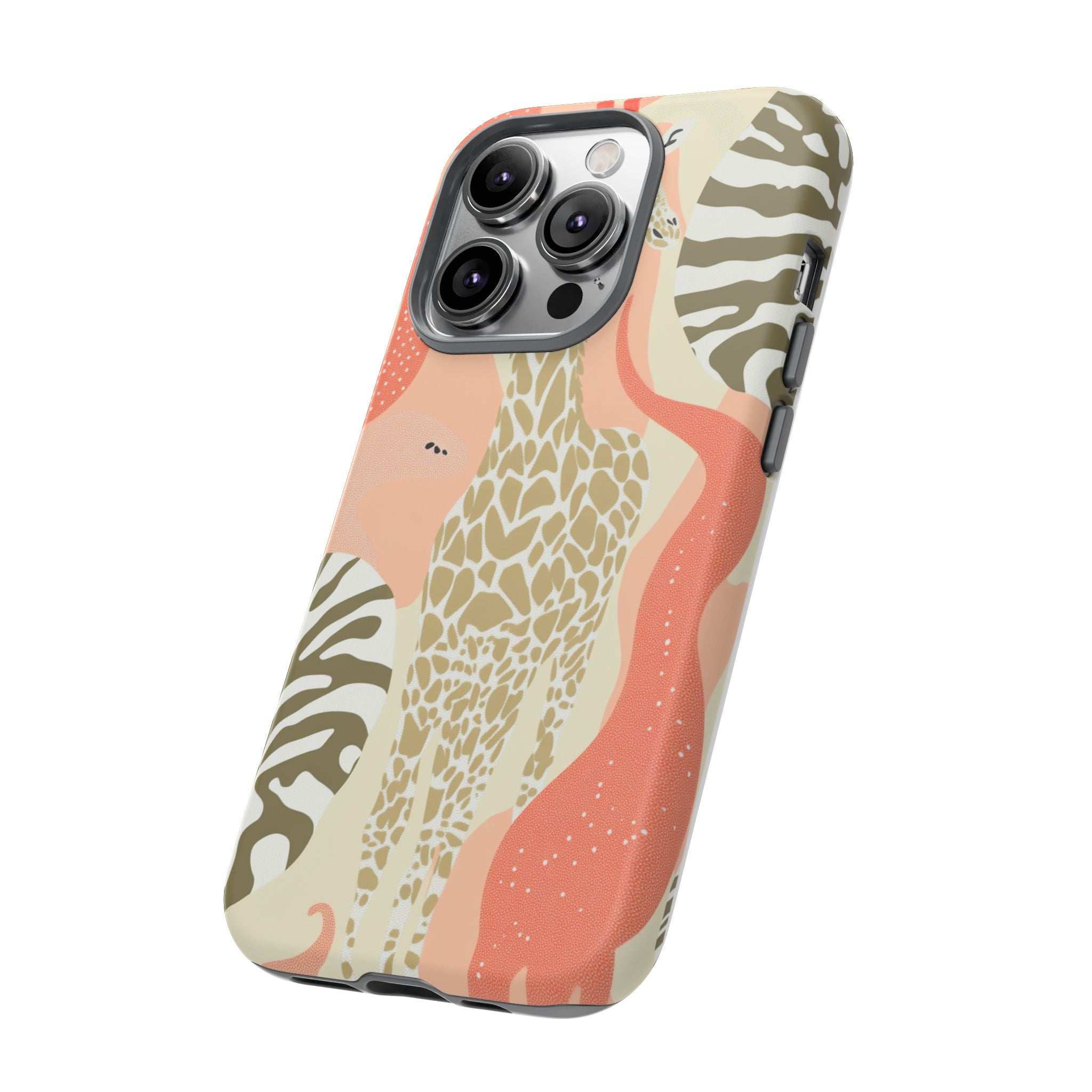 Stylish Phone Case with Giraffe and Abstract Design