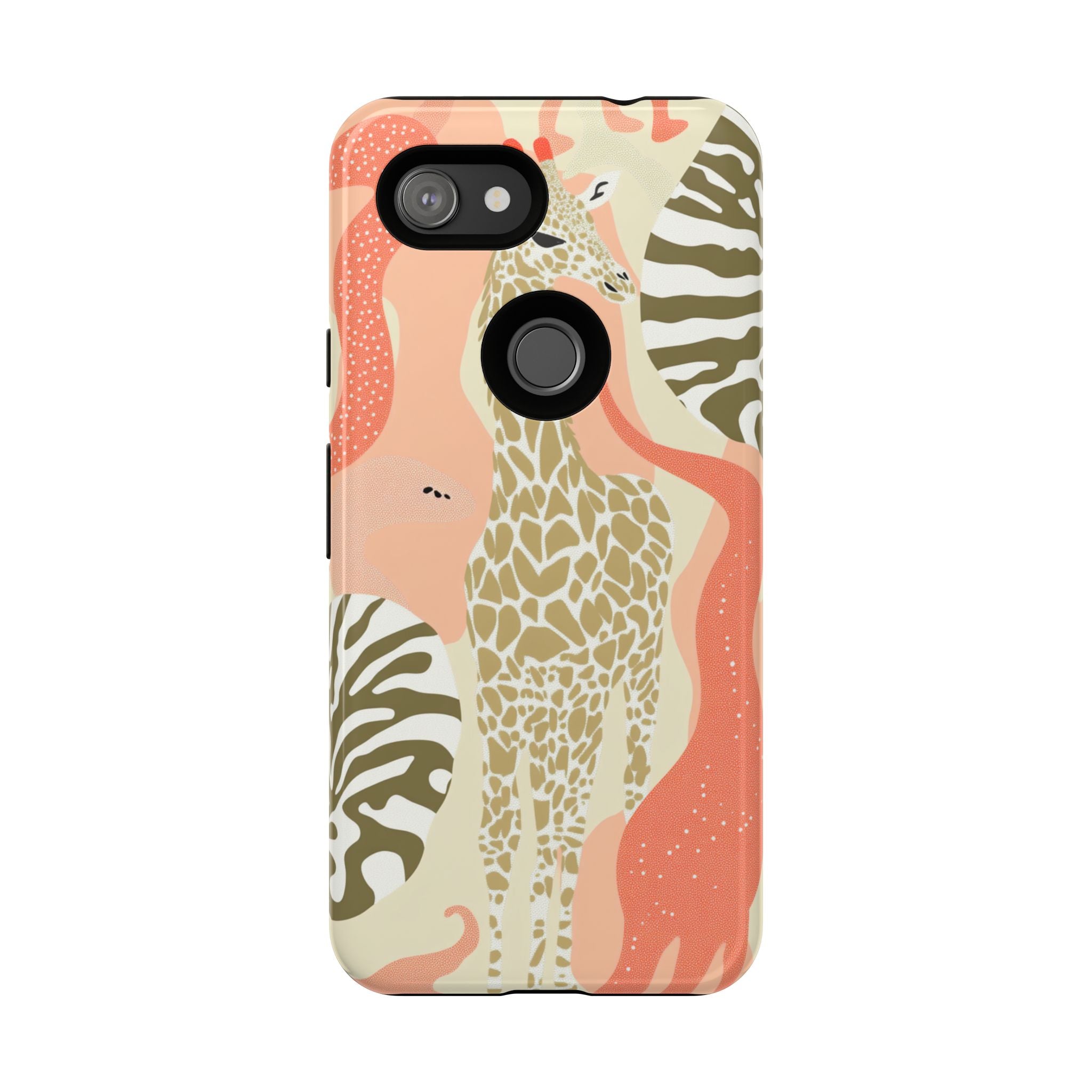 Stylish Phone Case with Giraffe and Abstract Design