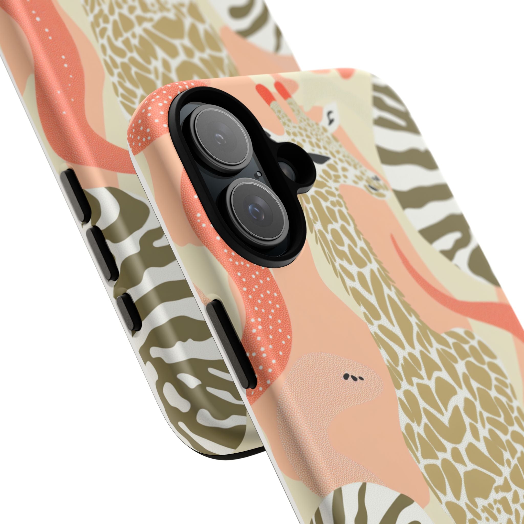 Stylish Phone Case with Giraffe and Abstract Design