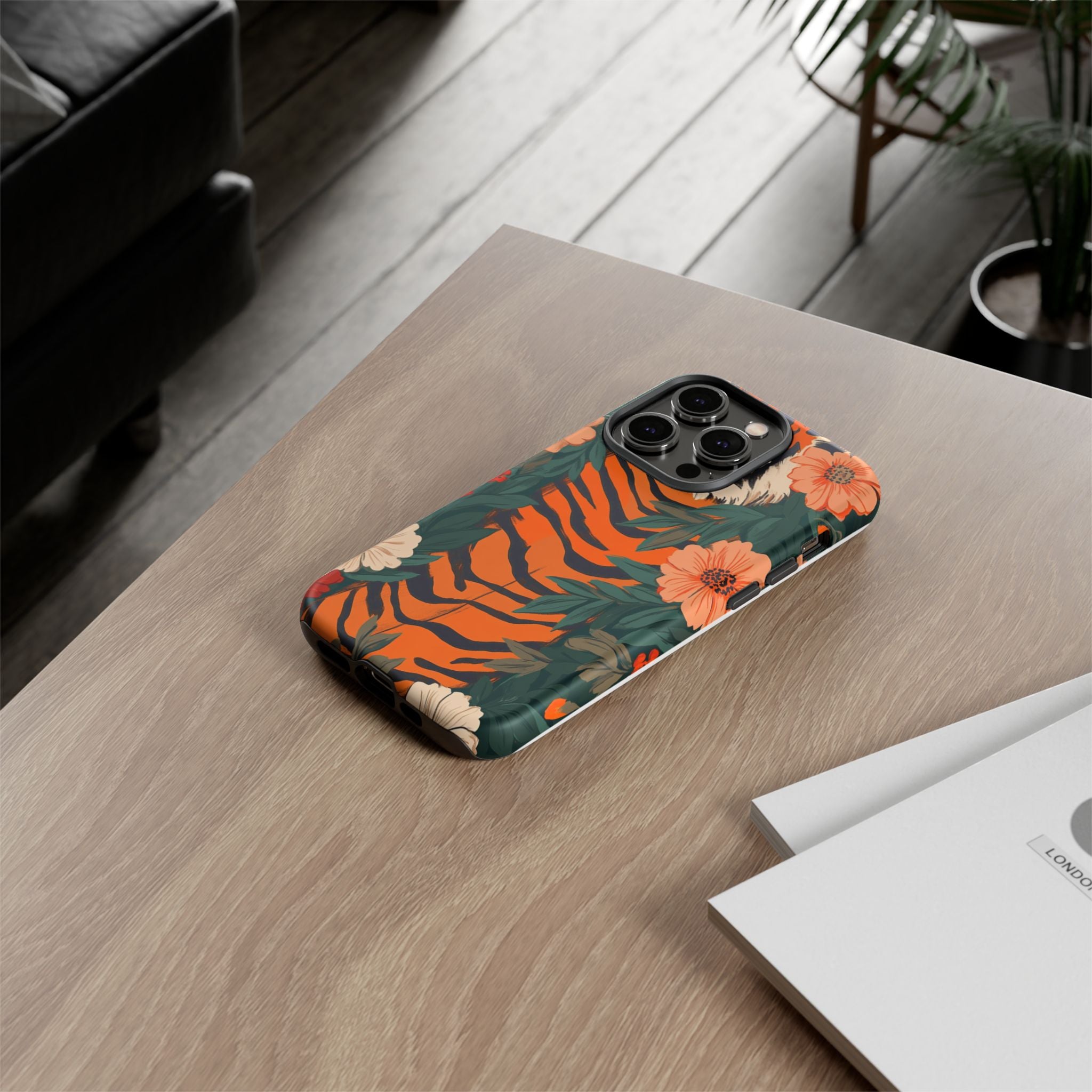 Tough Cases: Floral Tiger Phone Case