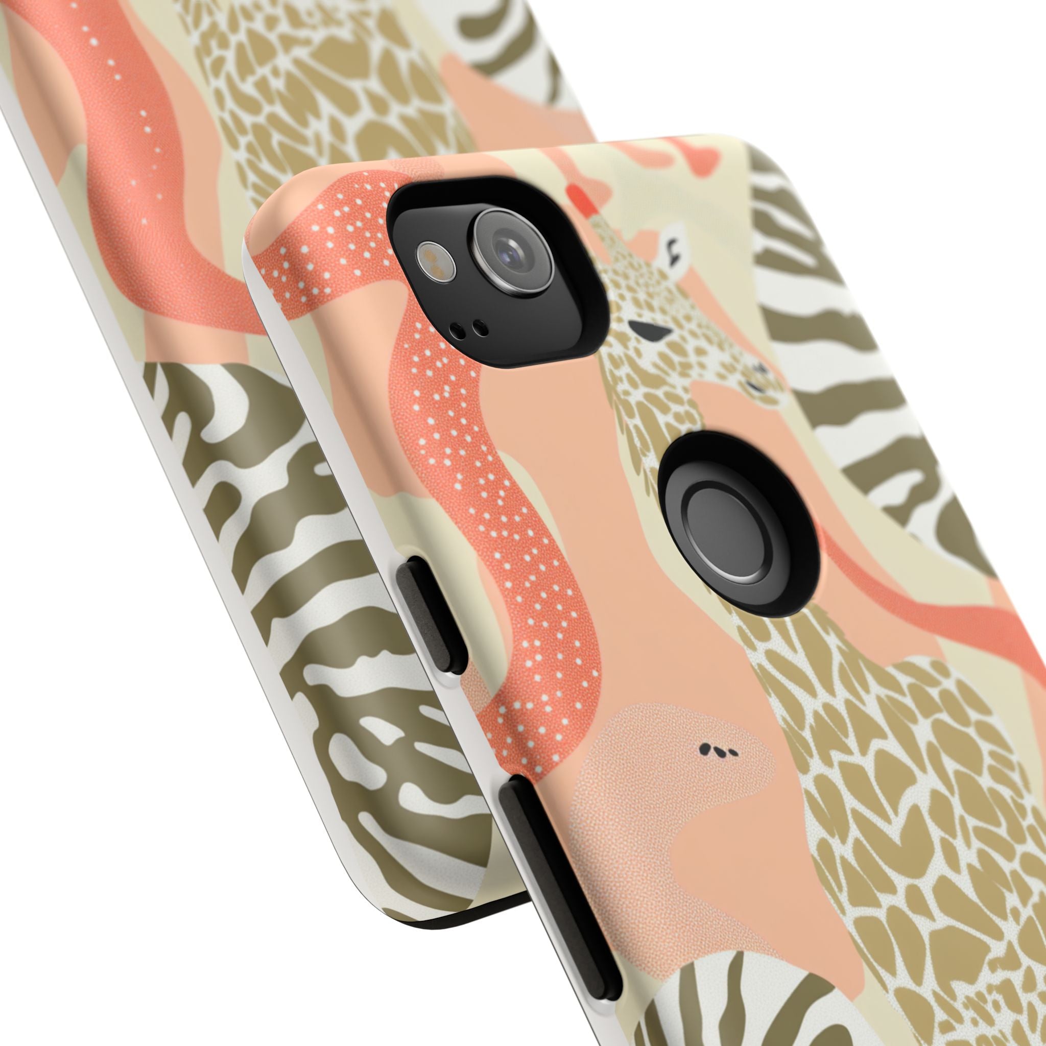 Stylish Phone Case with Giraffe and Abstract Design