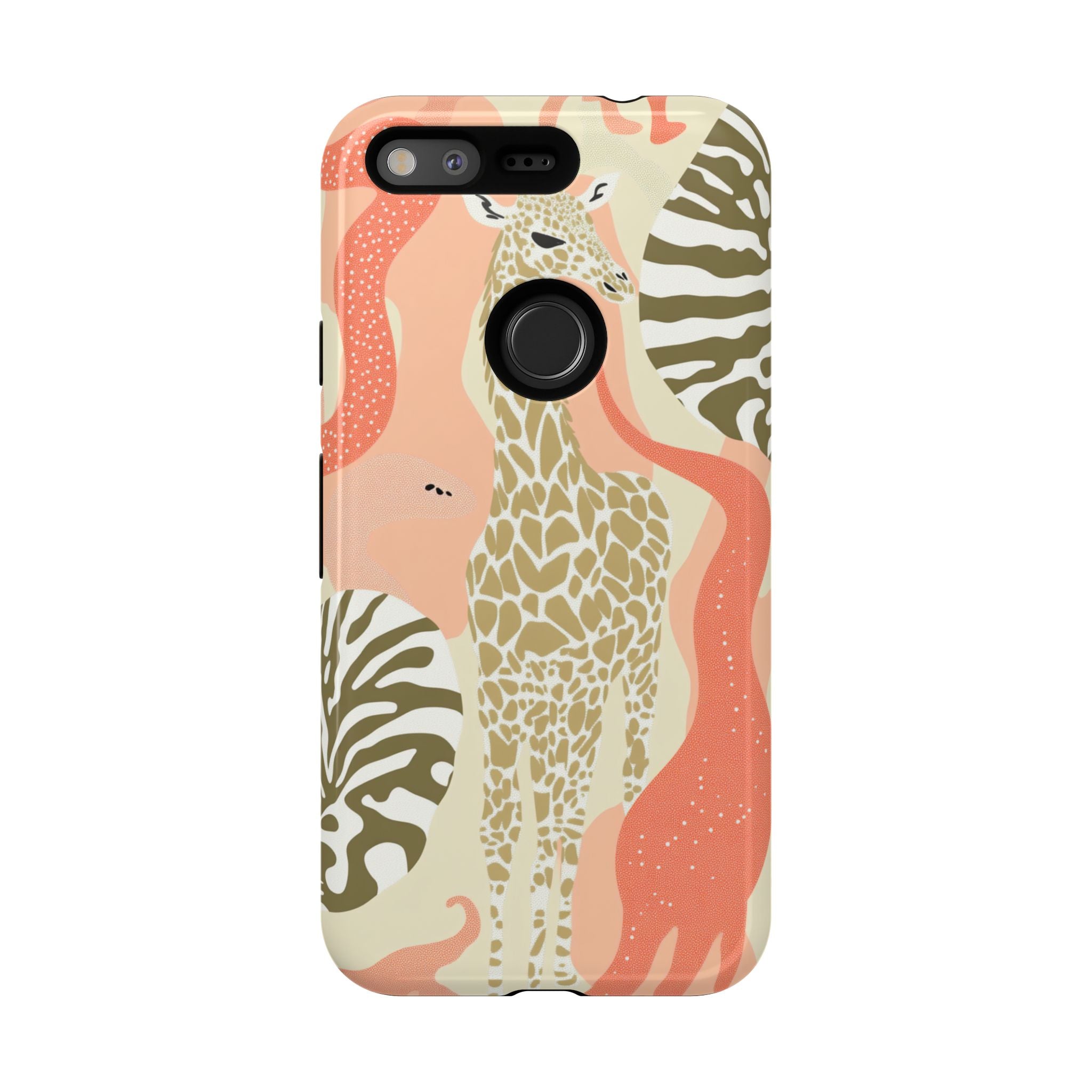 Stylish Phone Case with Giraffe and Abstract Design