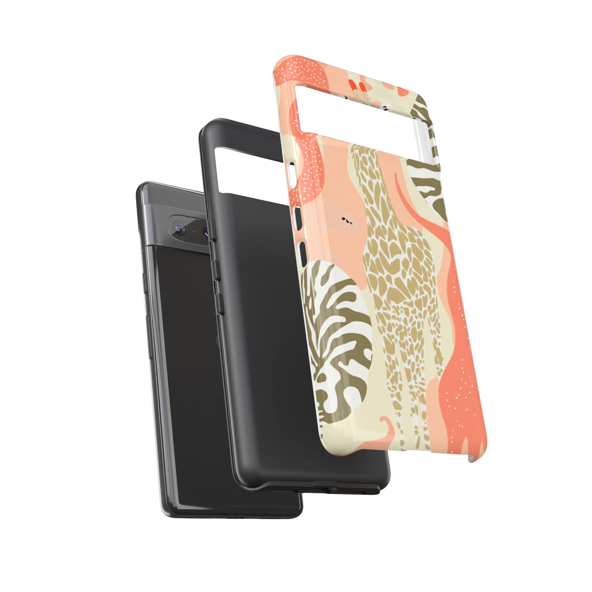 Stylish Phone Case with Giraffe and Abstract Design
