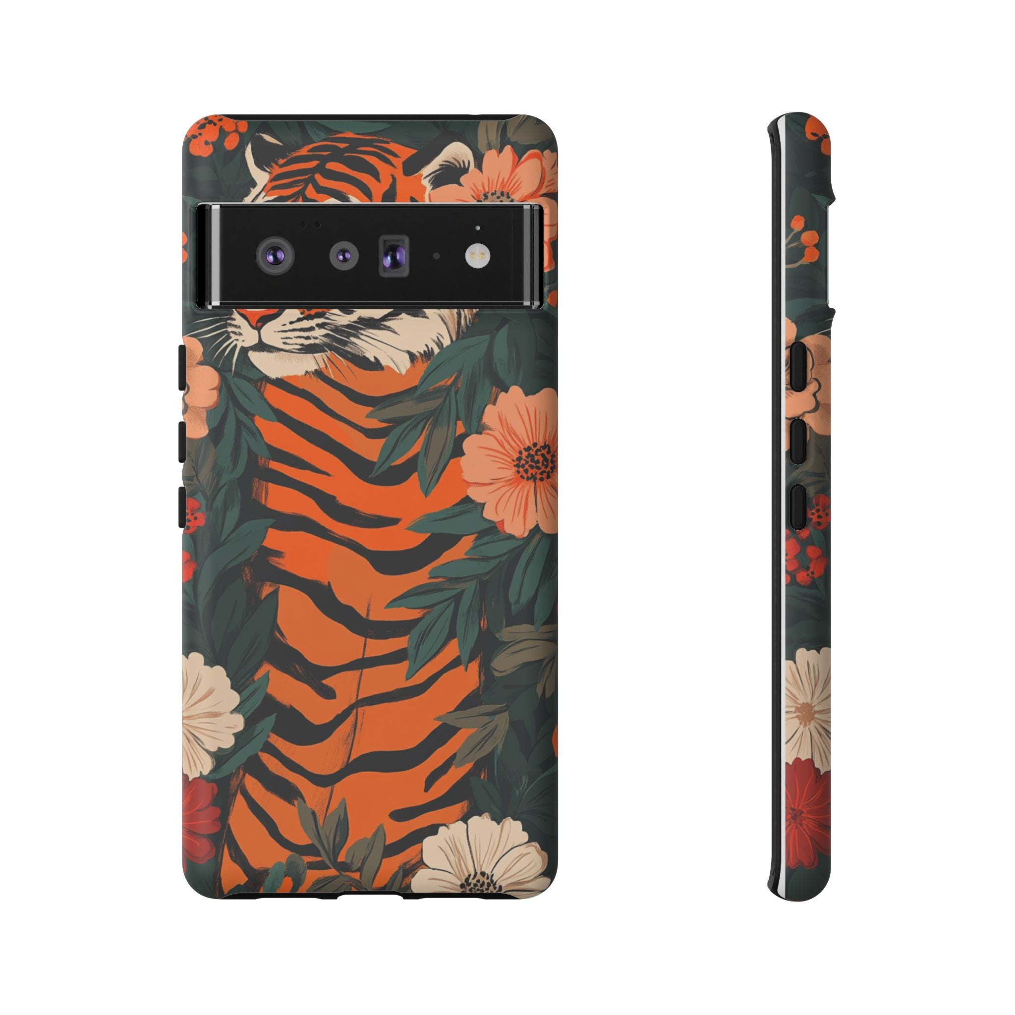 Tough Cases: Floral Tiger Phone Case
