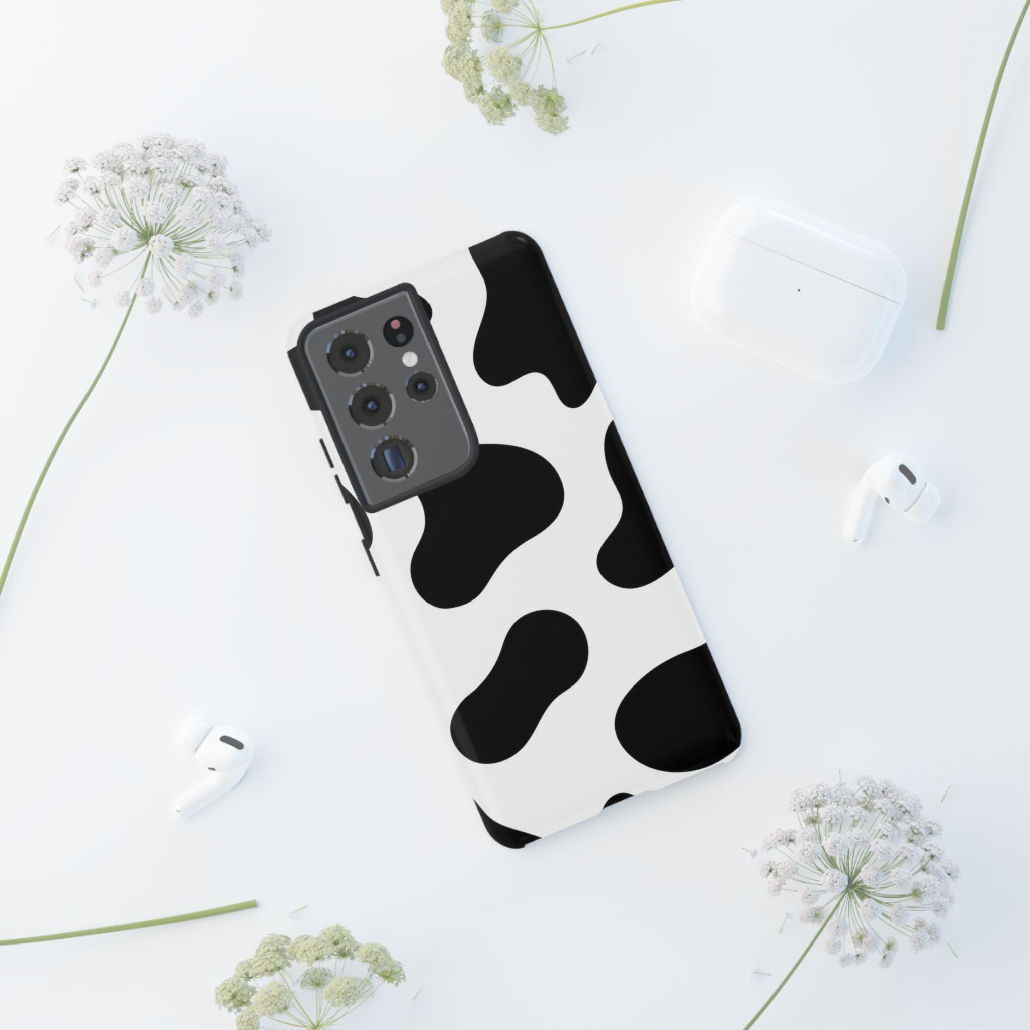 Black and White Cow Print Phone Case, Cute Tough Cases, Animal Print Case, Stylish Smartphone Accessories, Cow Lover Gift