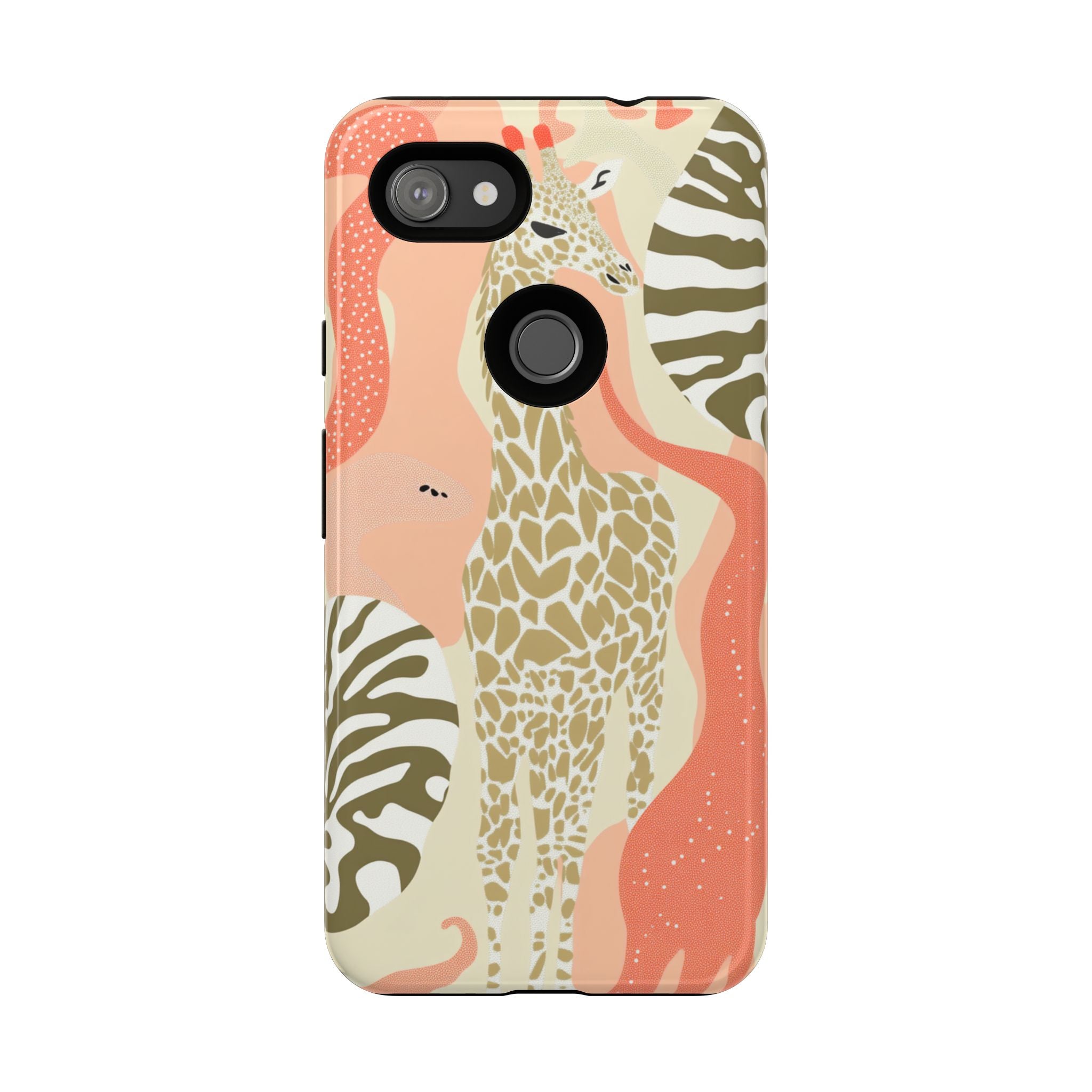 Stylish Phone Case with Giraffe and Abstract Design