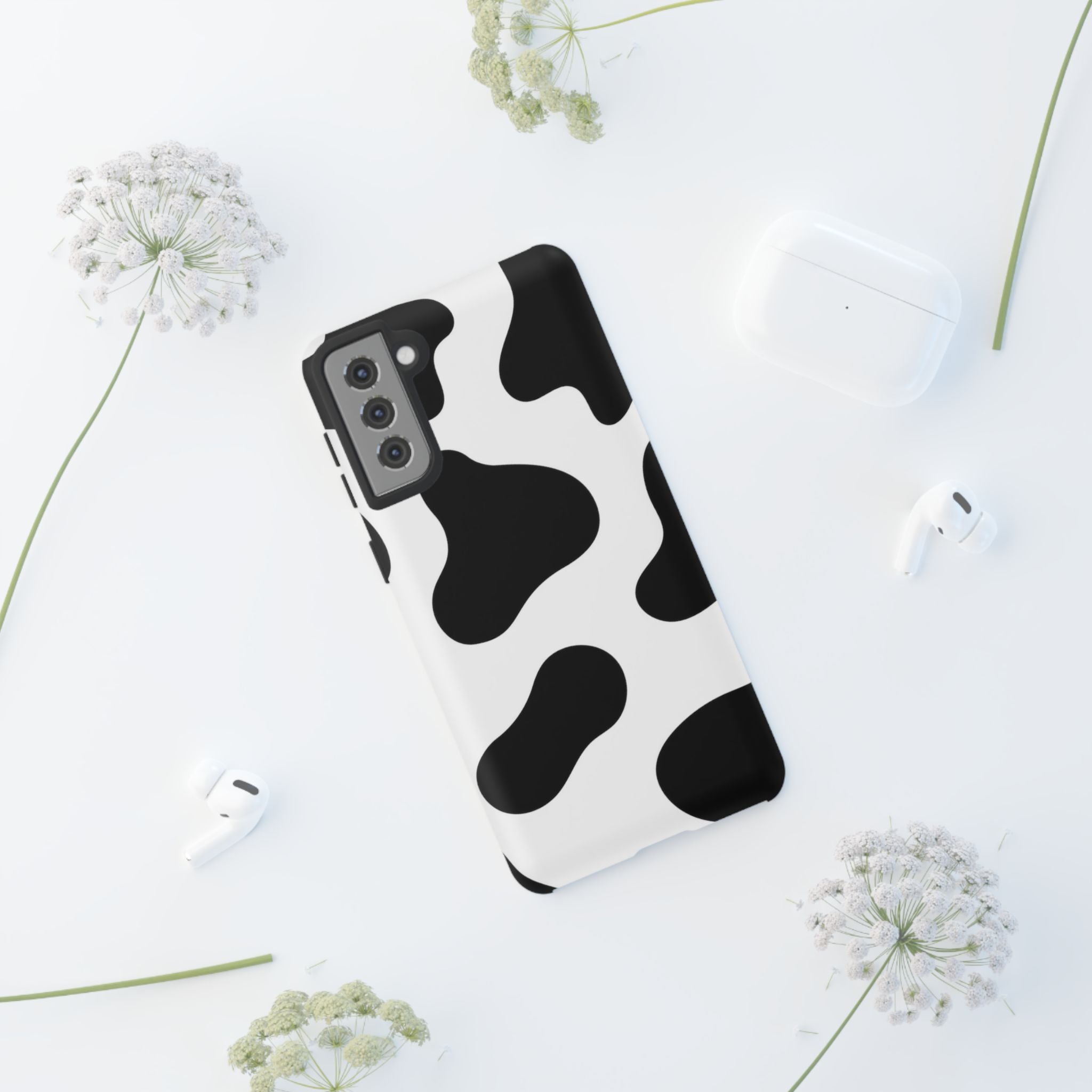 Black and White Cow Print Phone Case, Cute Tough Cases, Animal Print Case, Stylish Smartphone Accessories, Cow Lover Gift