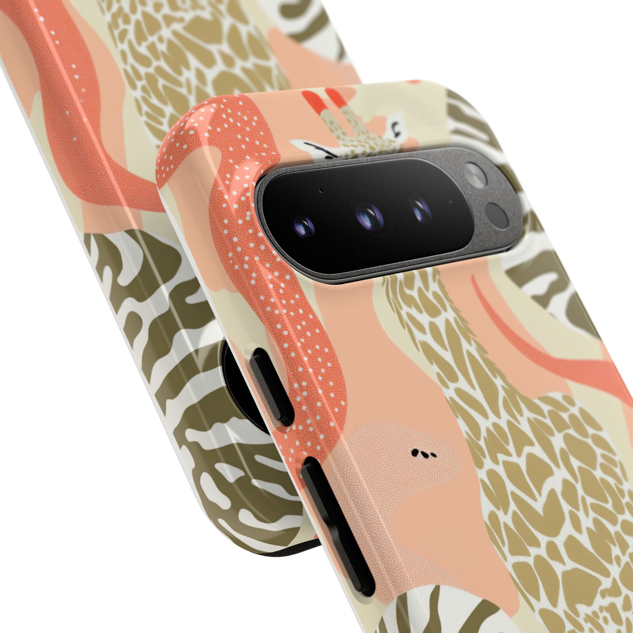 Stylish Phone Case with Giraffe and Abstract Design