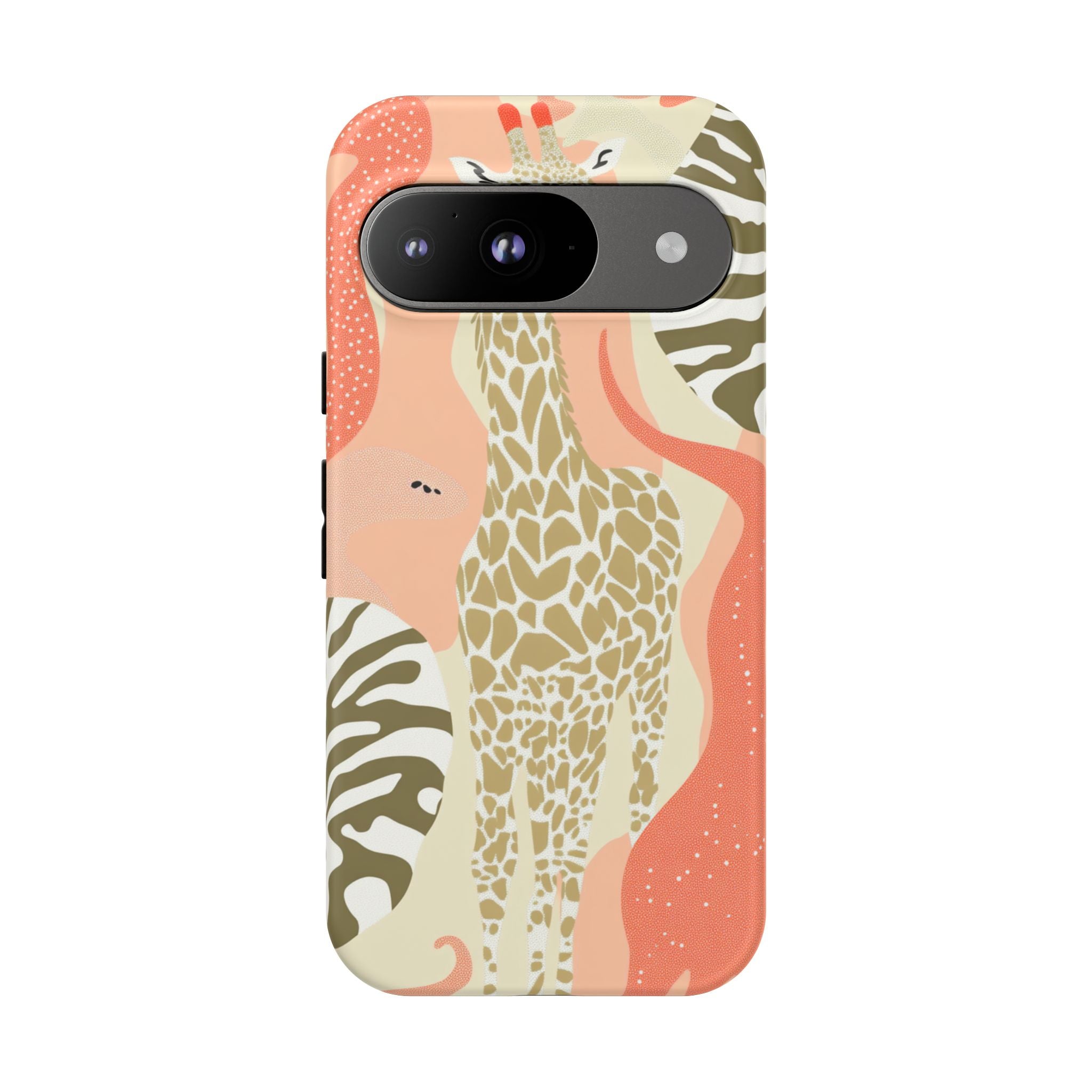 Stylish Phone Case with Giraffe and Abstract Design