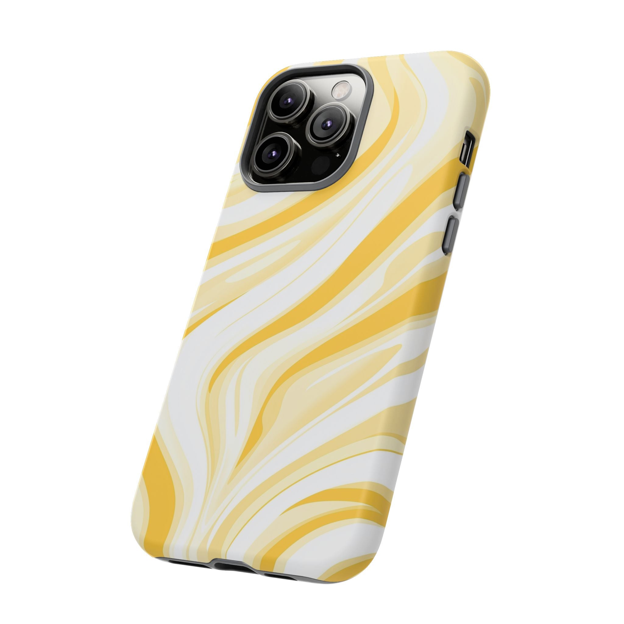 Stylish Phone Case with Yellow Marble Design