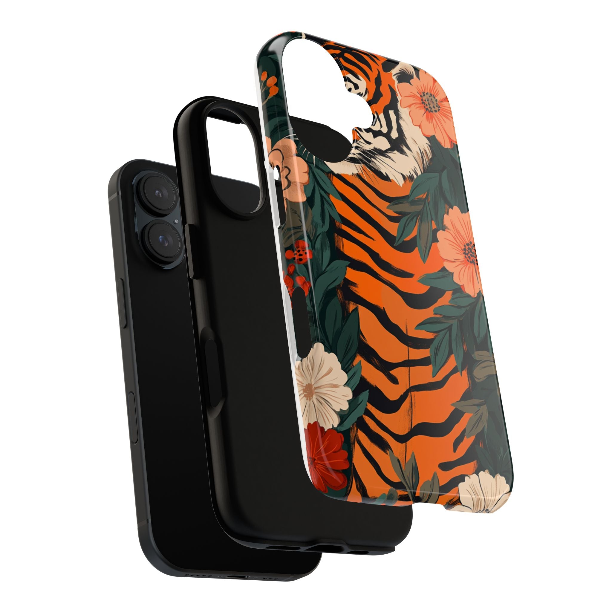 Tough Cases: Floral Tiger Phone Case