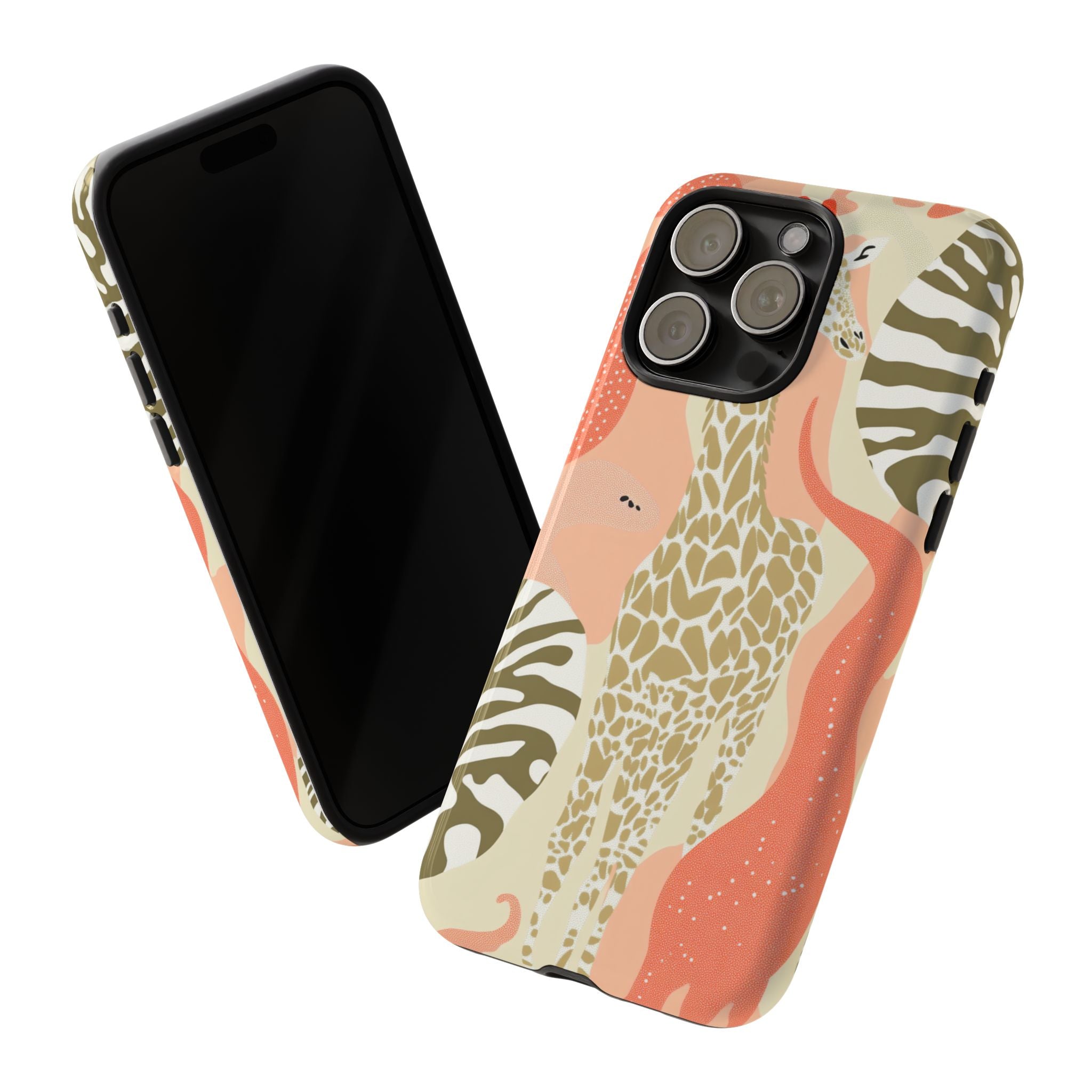 Stylish Phone Case with Giraffe and Abstract Design