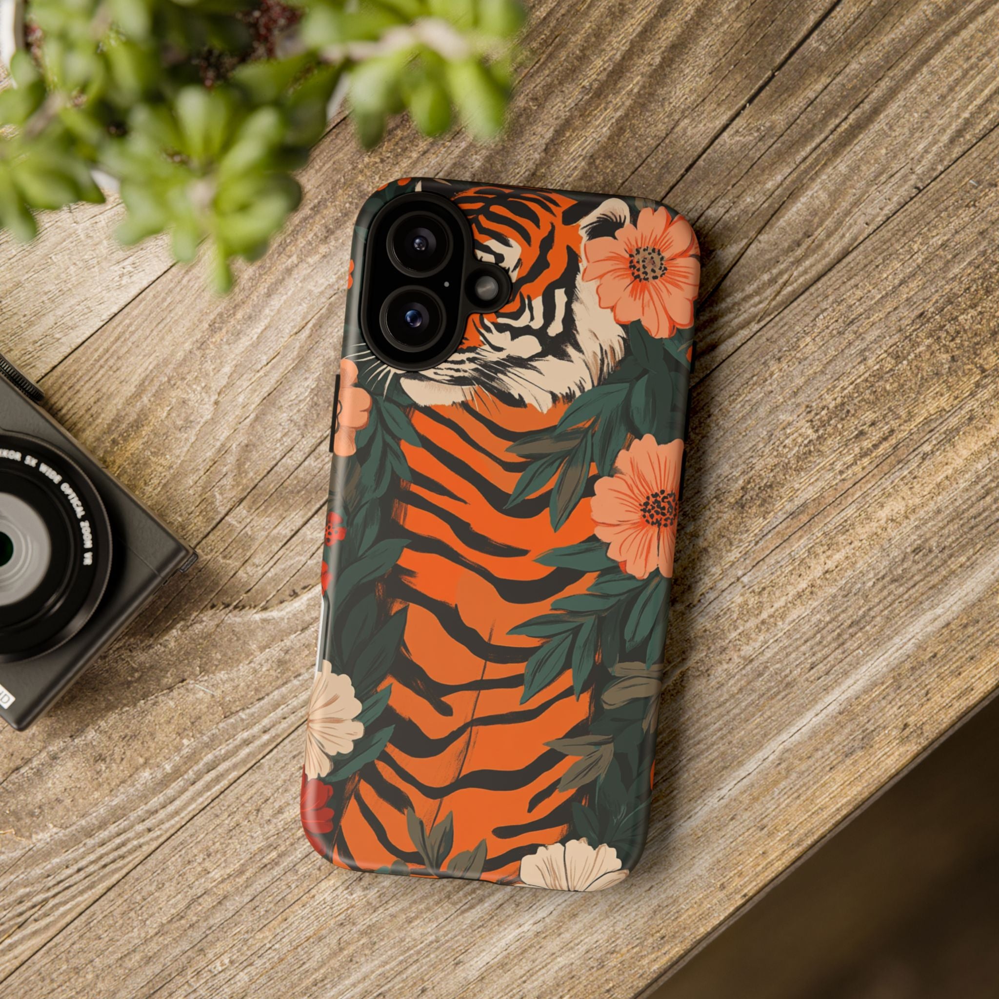 Tough Cases: Floral Tiger Phone Case