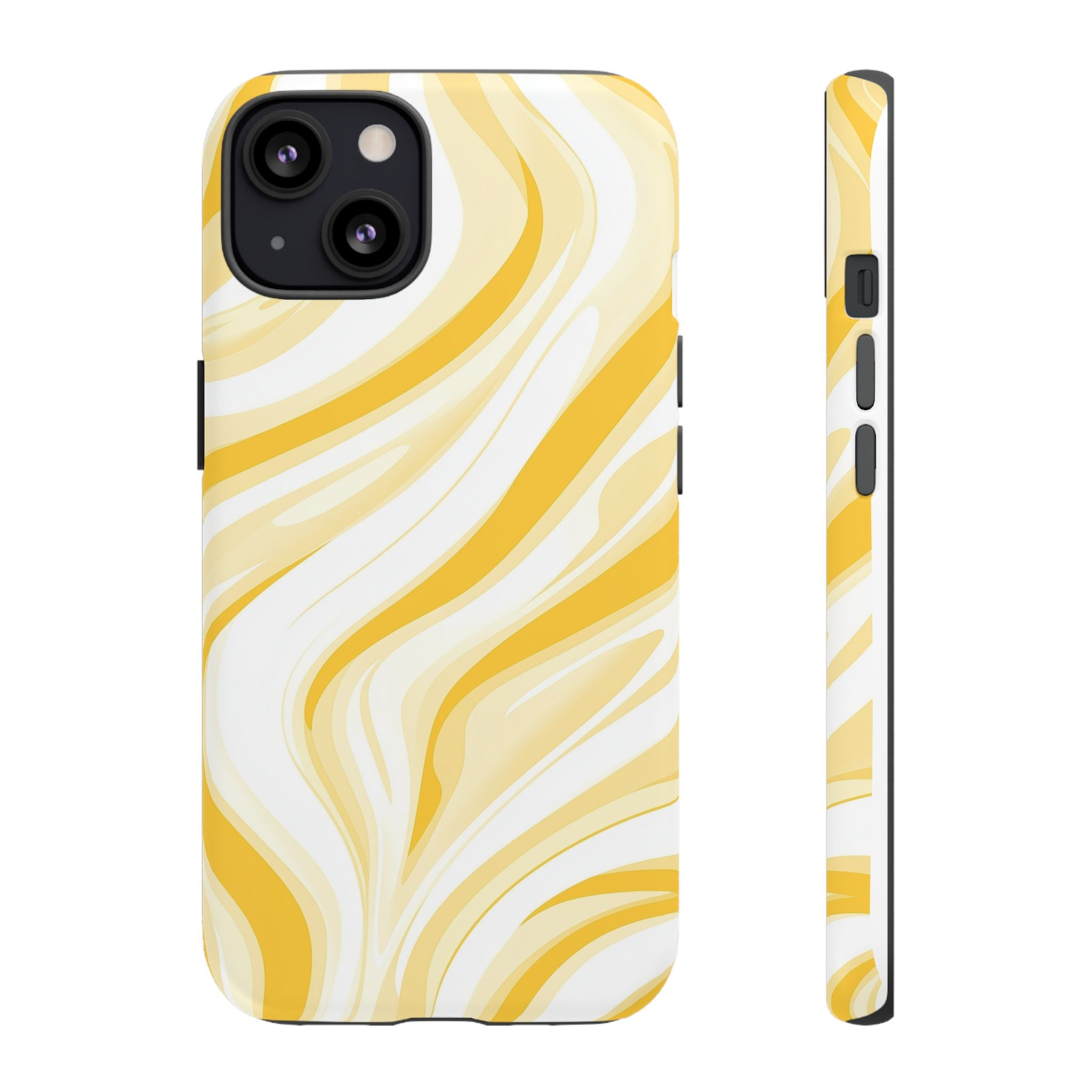 Stylish Phone Case with Yellow Marble Design