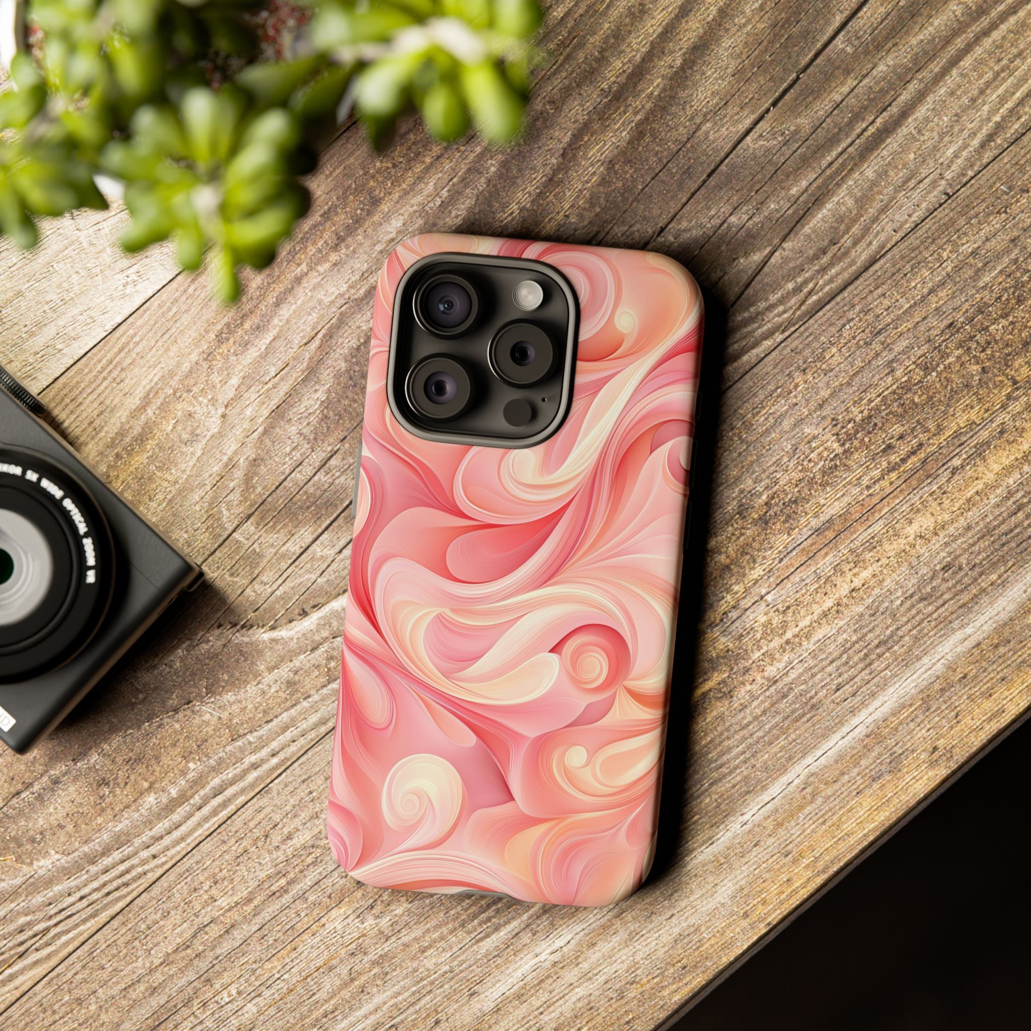Stylish Phone Case - Tough Cases with Abstract Pink Swirls