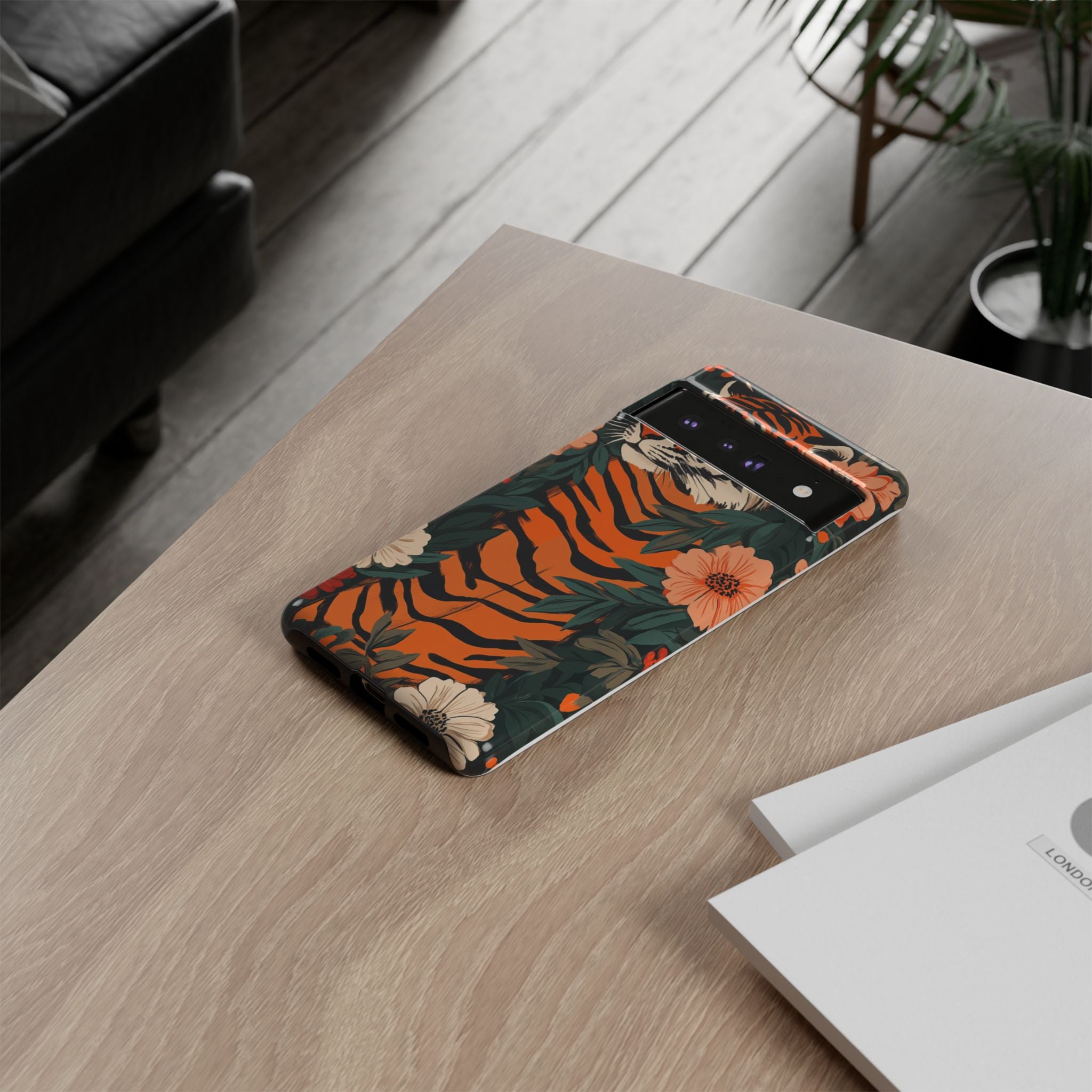 Tough Cases: Floral Tiger Phone Case