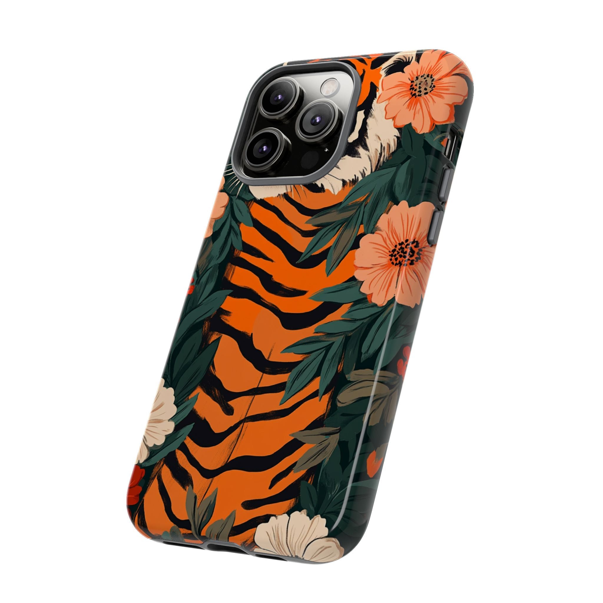 Tough Cases: Floral Tiger Phone Case