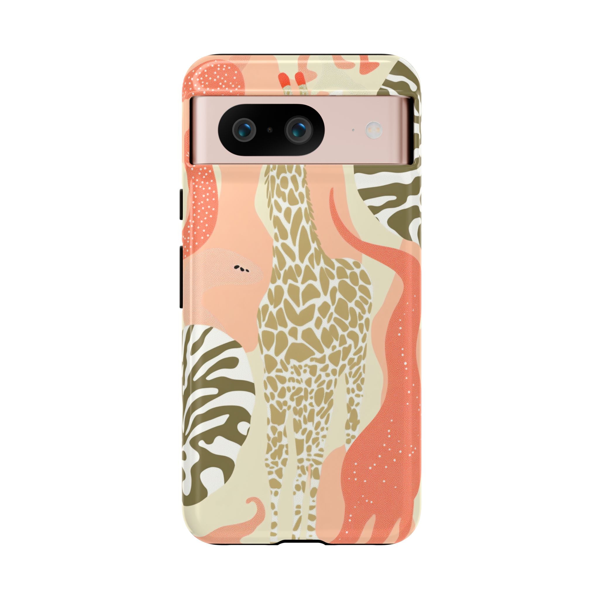Stylish Phone Case with Giraffe and Abstract Design