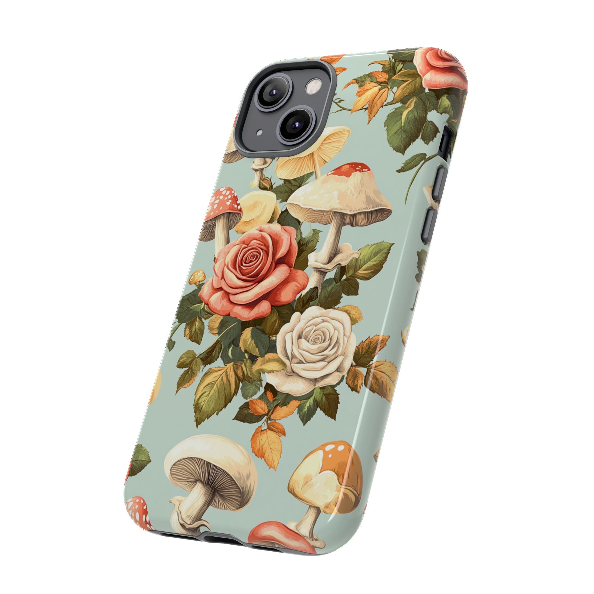 Floral Phone Case - Tough Cases with Mushroom and Rose