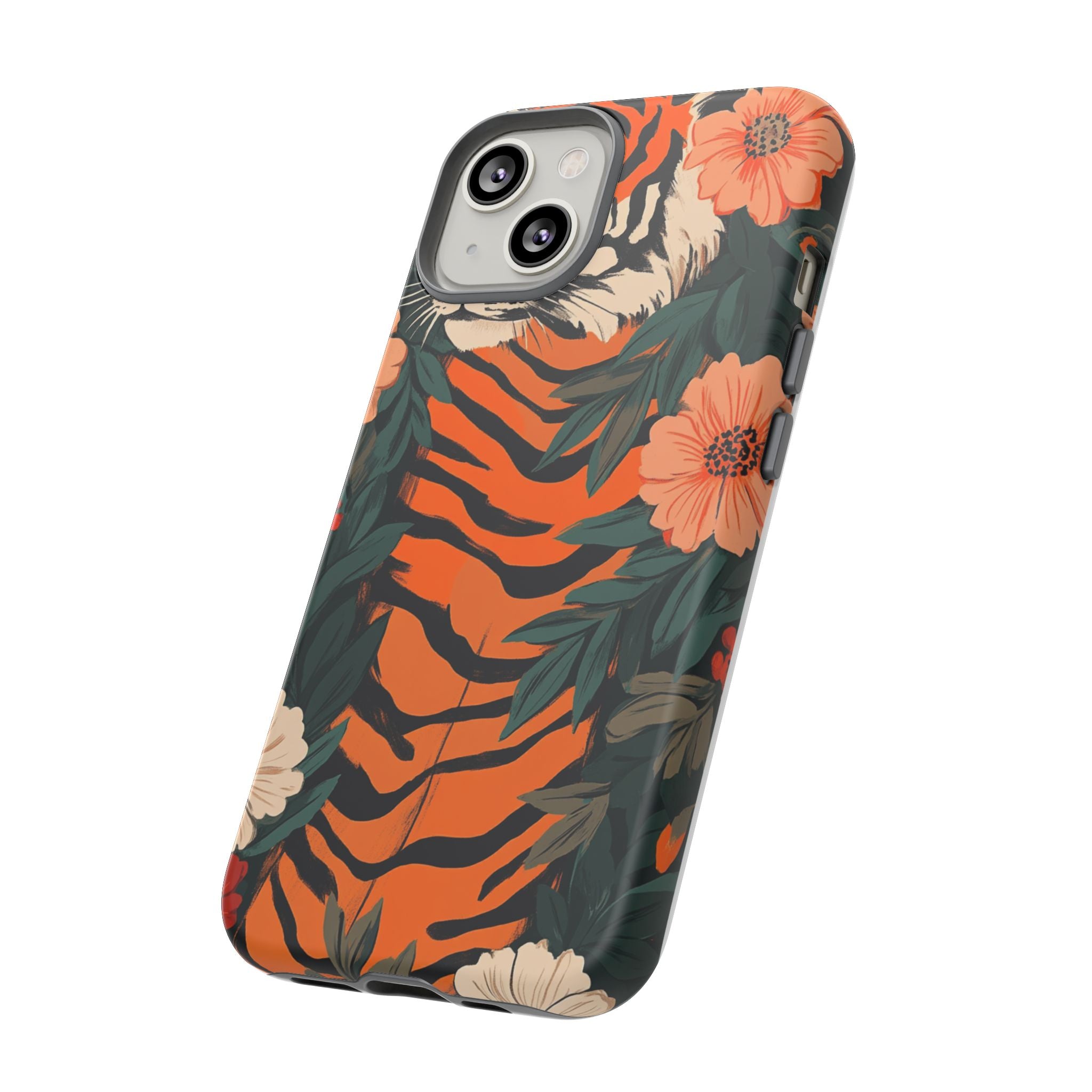 Tough Cases: Floral Tiger Phone Case