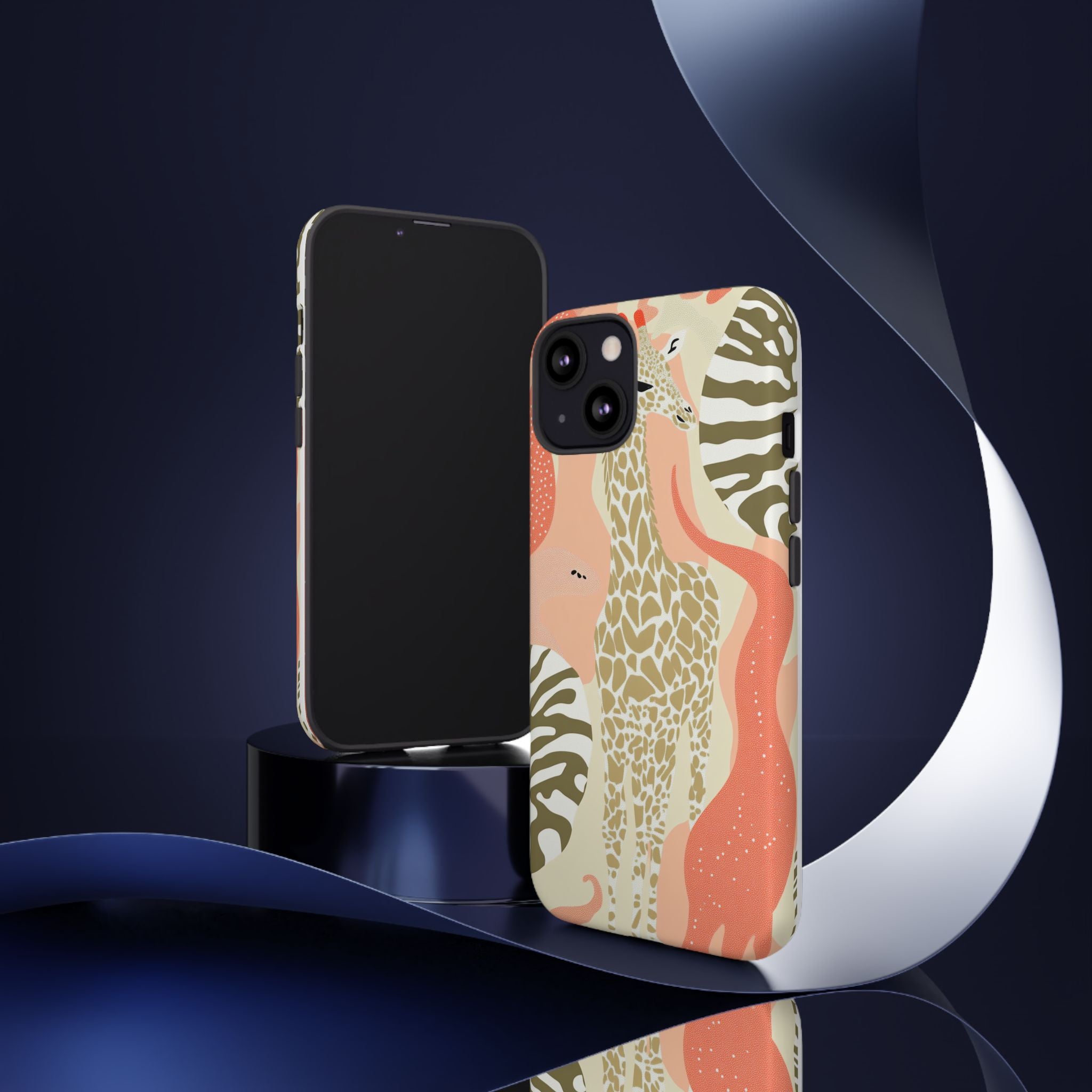 Stylish Phone Case with Giraffe and Abstract Design