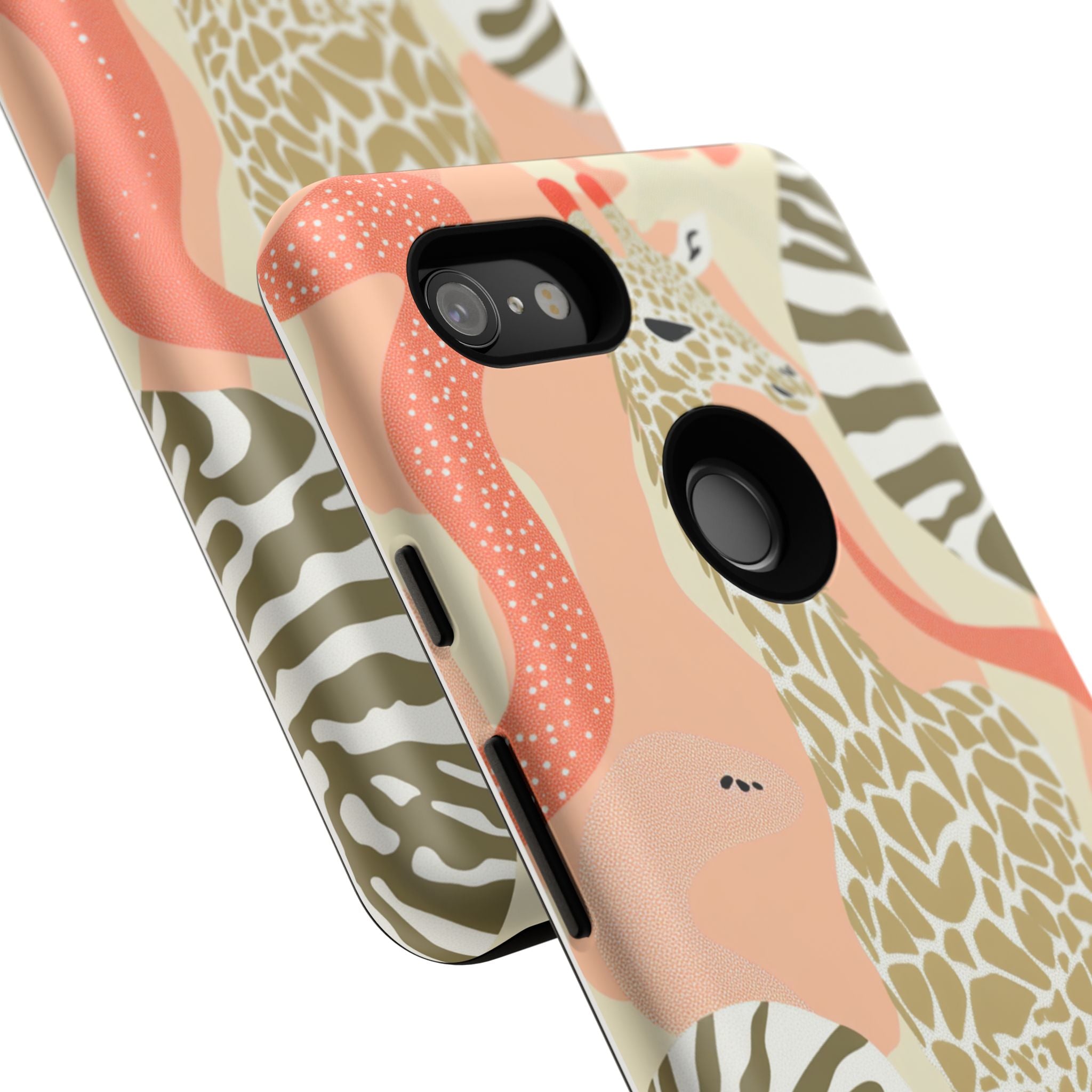 Stylish Phone Case with Giraffe and Abstract Design