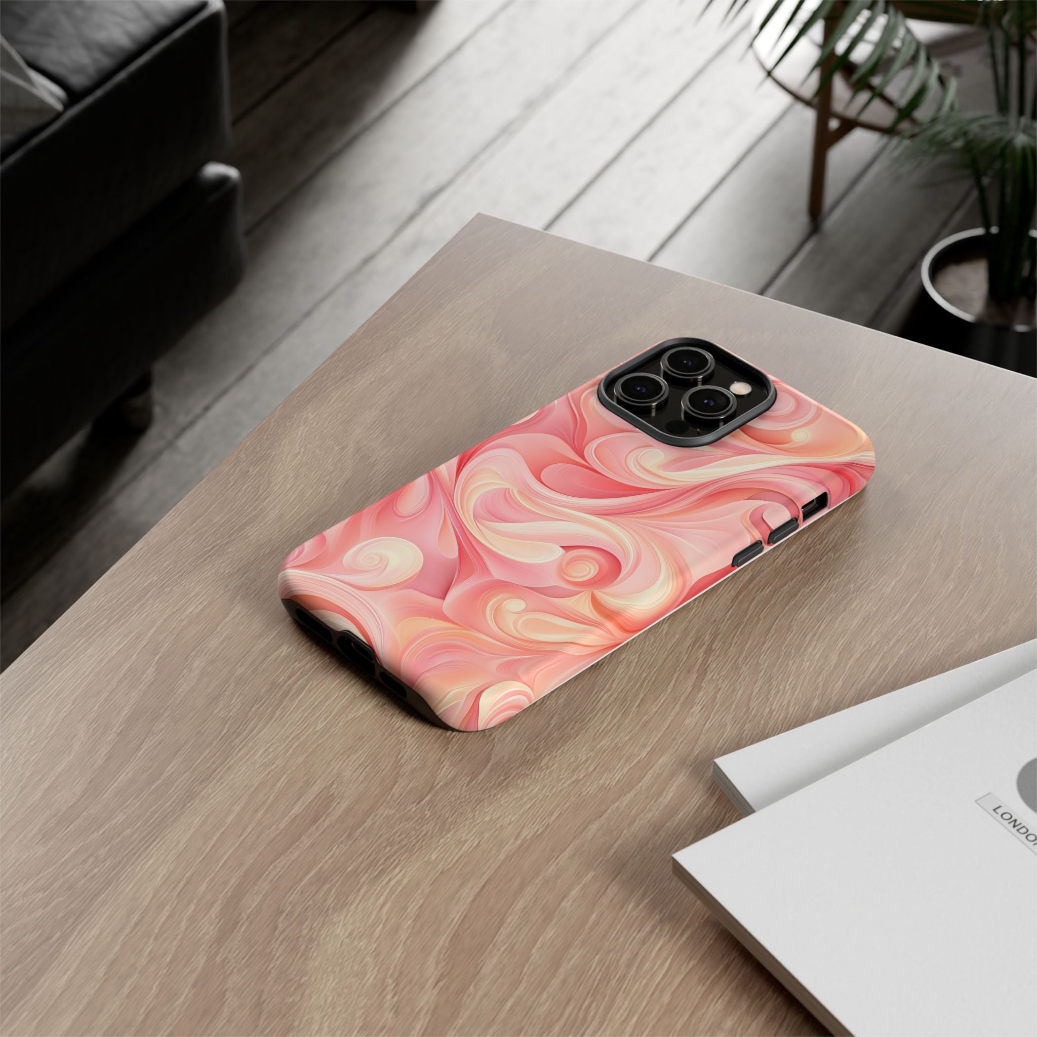 Stylish Phone Case - Tough Cases with Abstract Pink Swirls