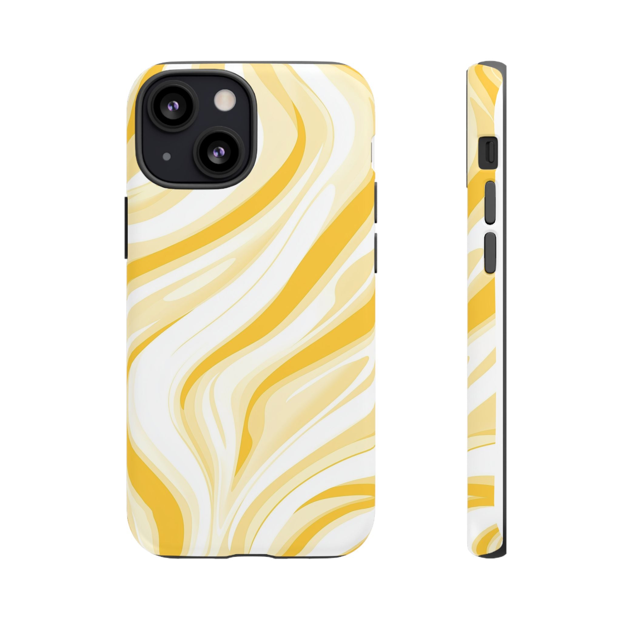 Stylish Phone Case with Yellow Marble Design
