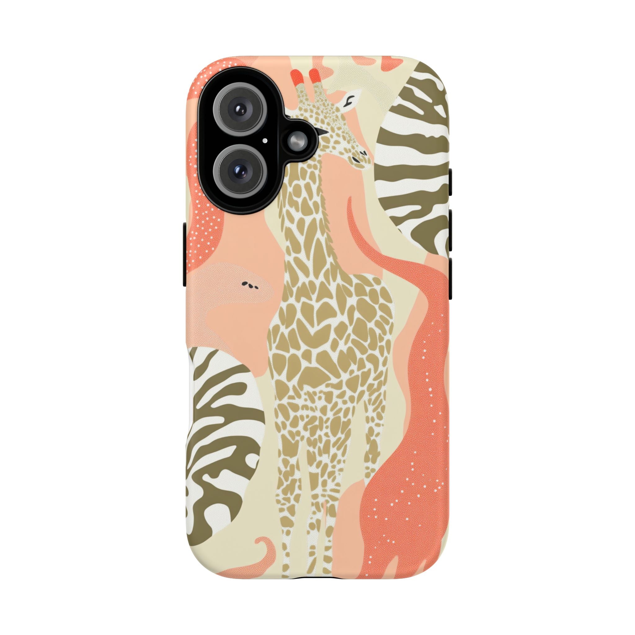 Stylish Phone Case with Giraffe and Abstract Design