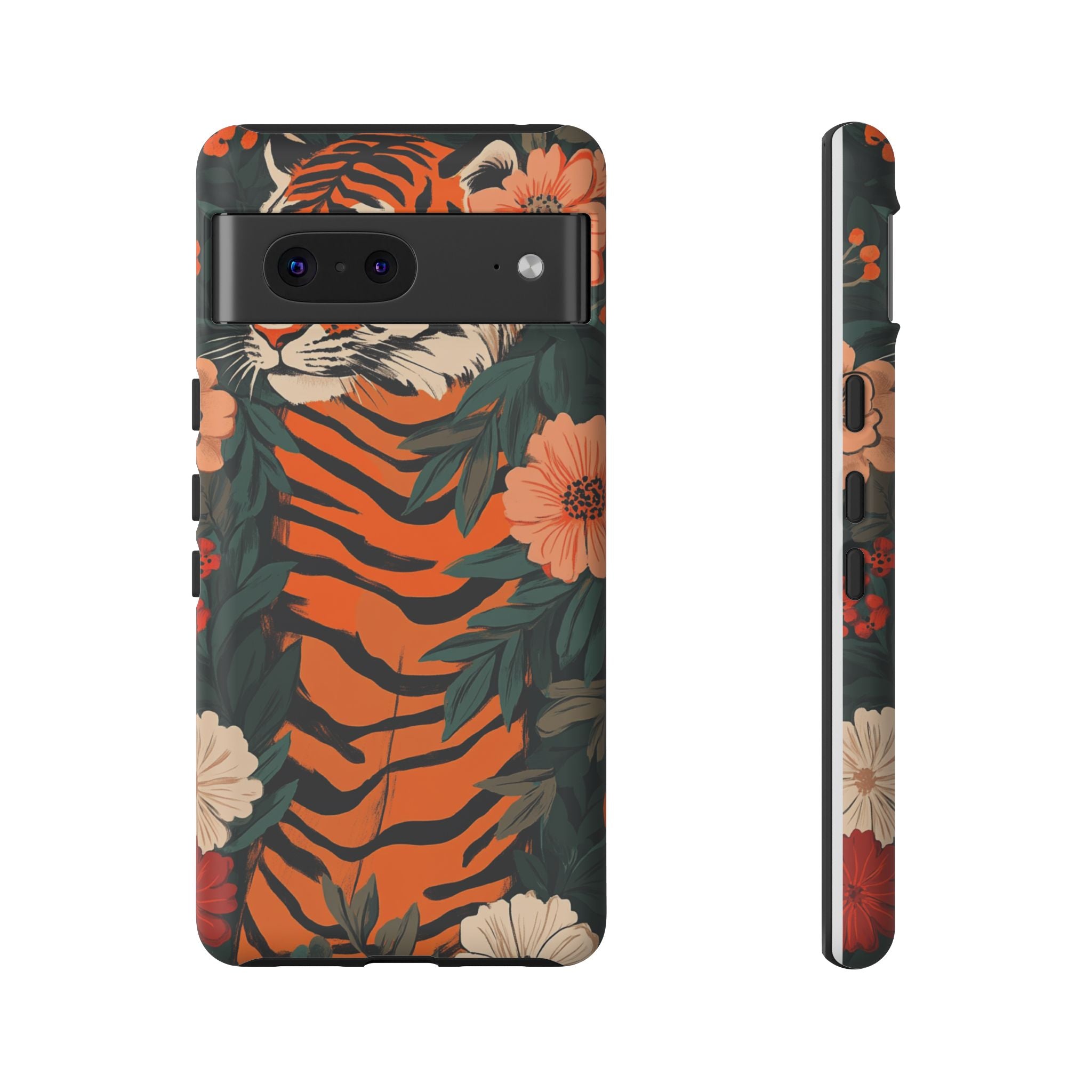 Tough Cases: Floral Tiger Phone Case