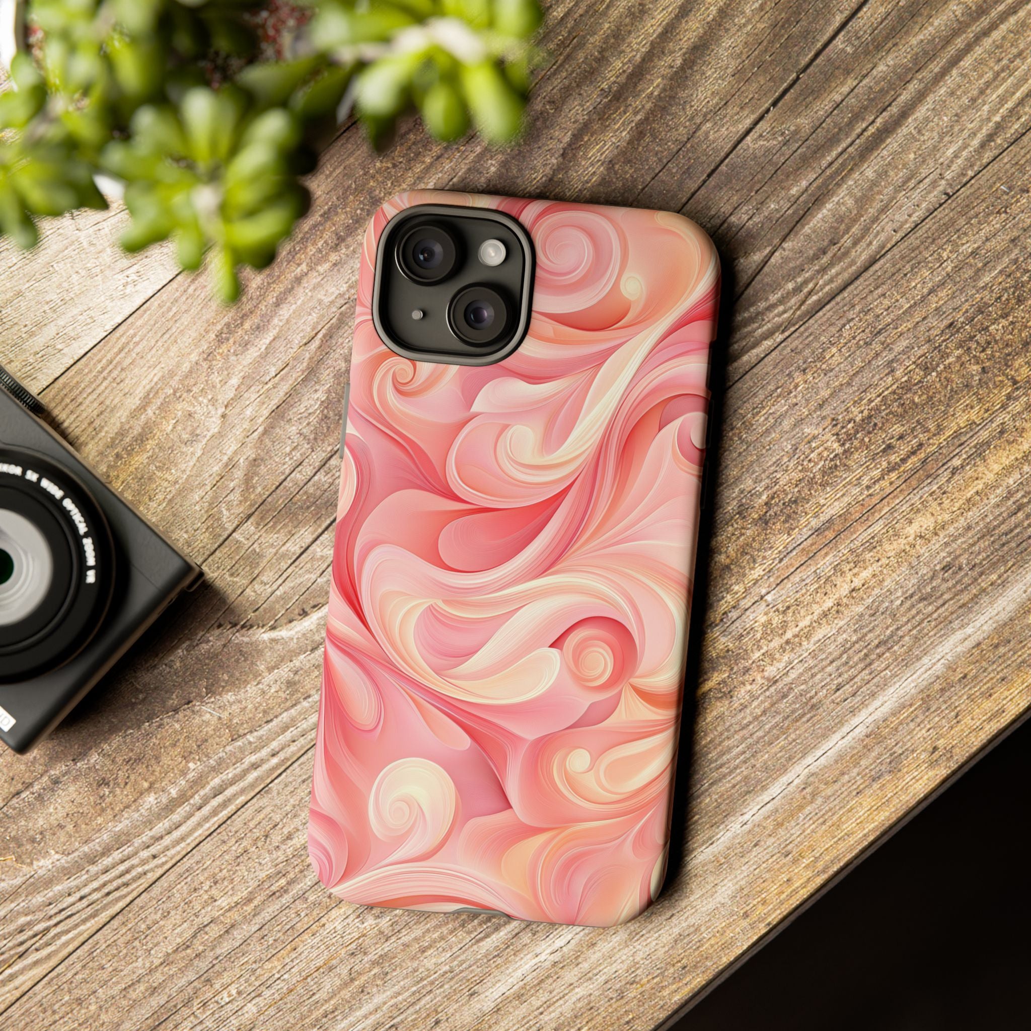 Stylish Phone Case - Tough Cases with Abstract Pink Swirls