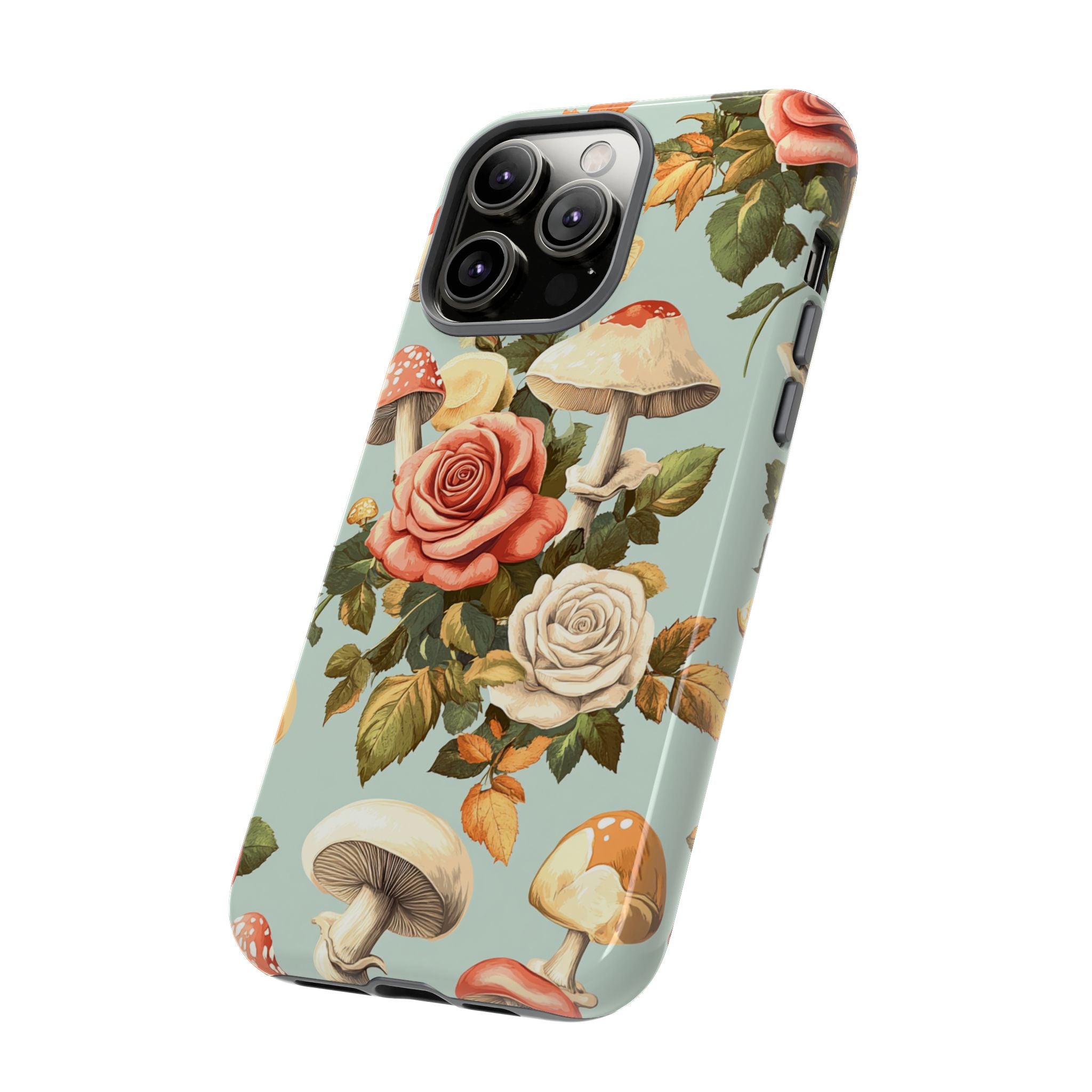 Floral Phone Case - Tough Cases with Mushroom and Rose