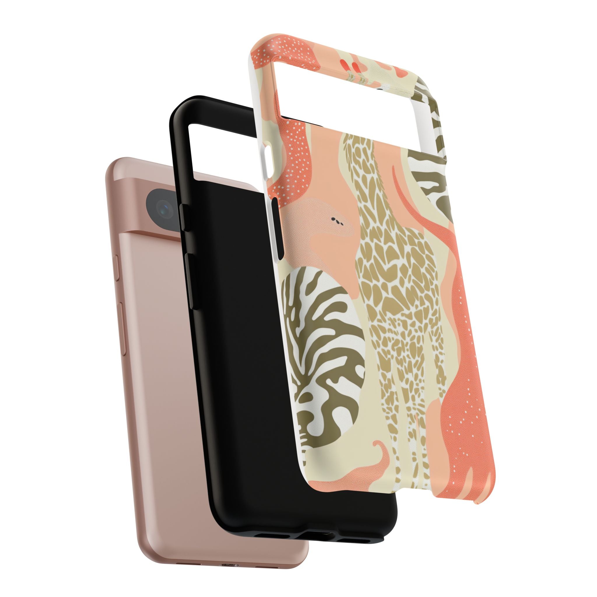 Stylish Phone Case with Giraffe and Abstract Design