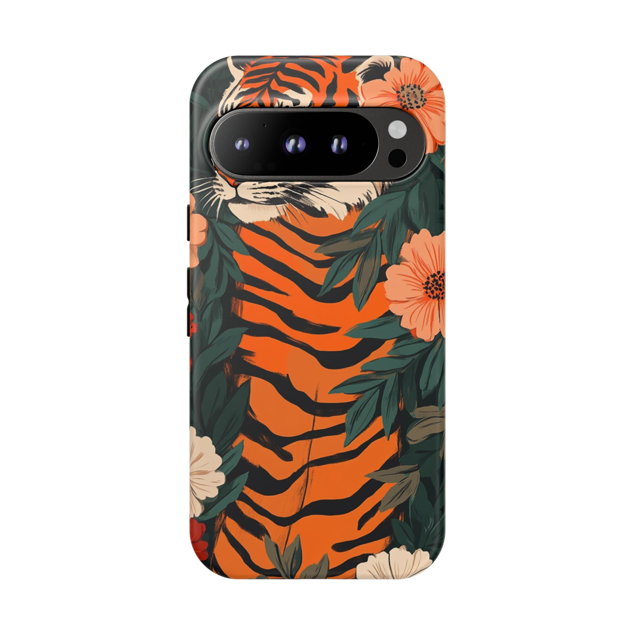 Tough Cases: Floral Tiger Phone Case