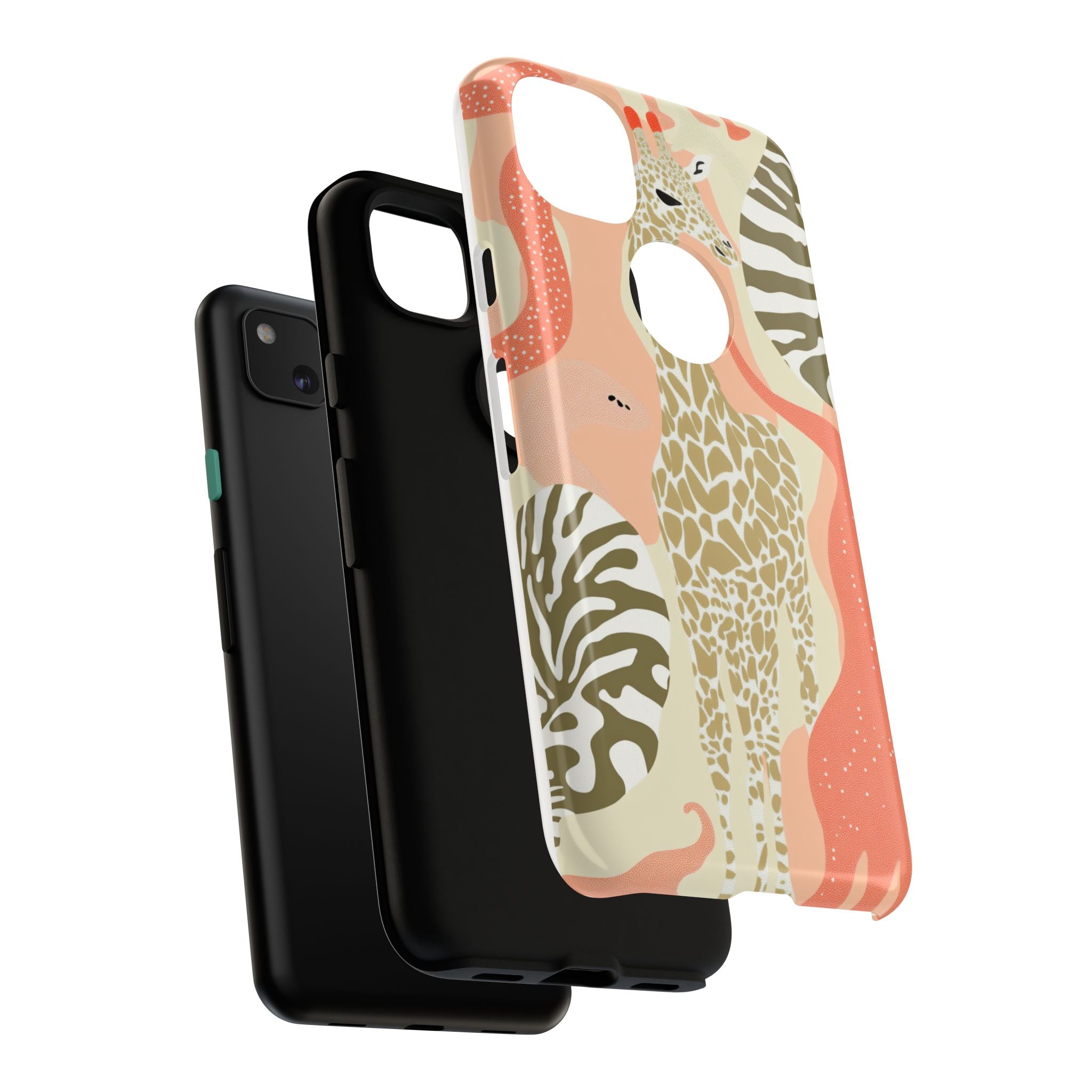 Stylish Phone Case with Giraffe and Abstract Design