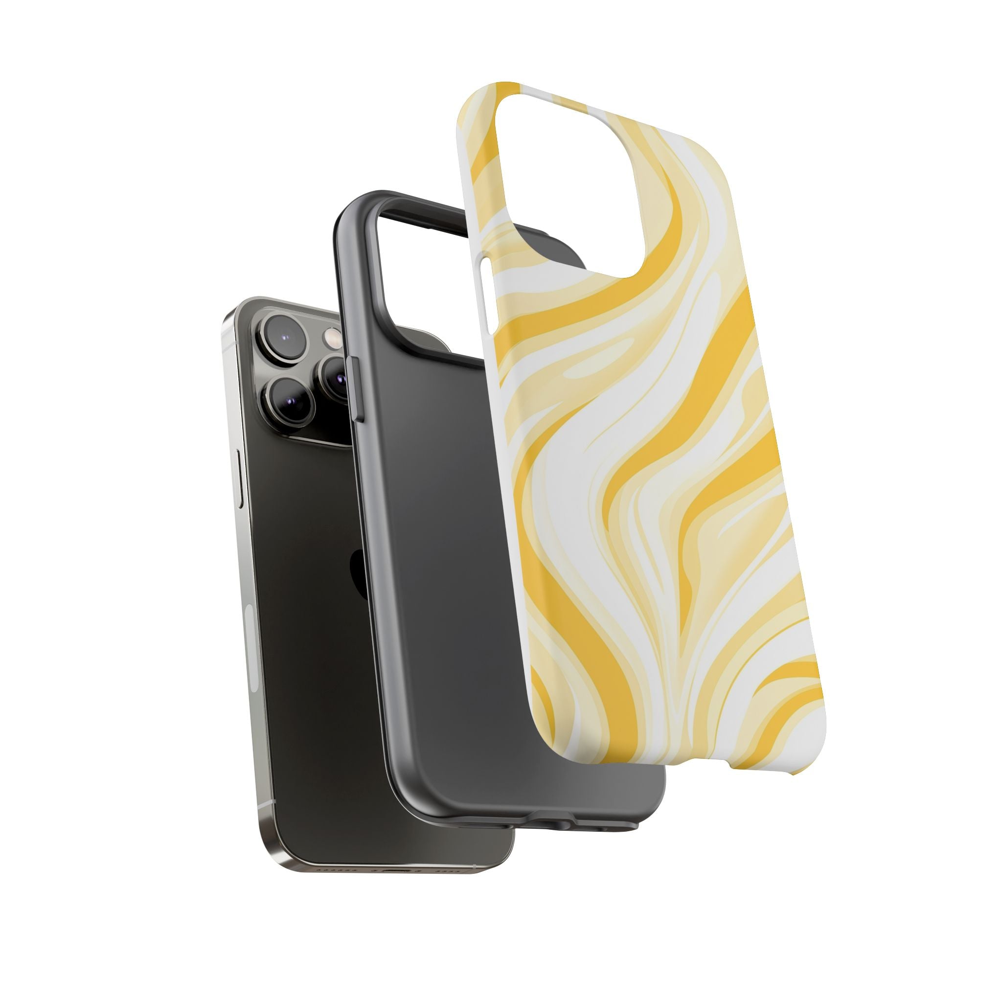Stylish Phone Case with Yellow Marble Design