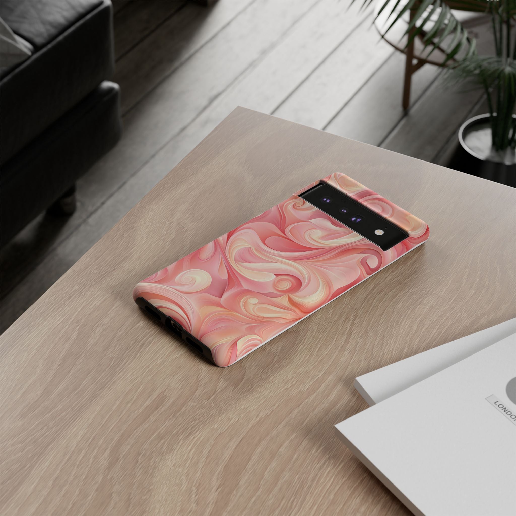 Stylish Phone Case - Tough Cases with Abstract Pink Swirls