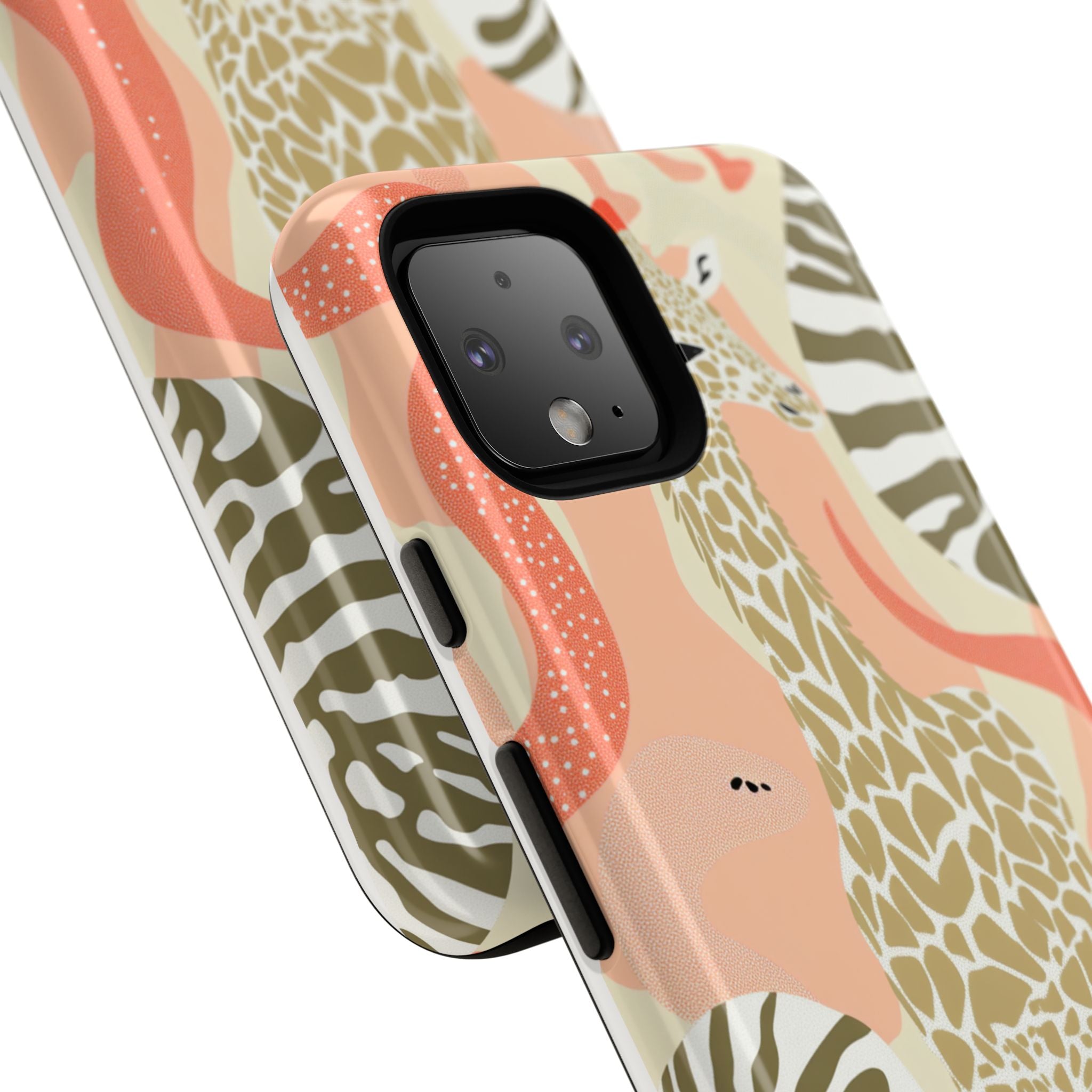 Stylish Phone Case with Giraffe and Abstract Design
