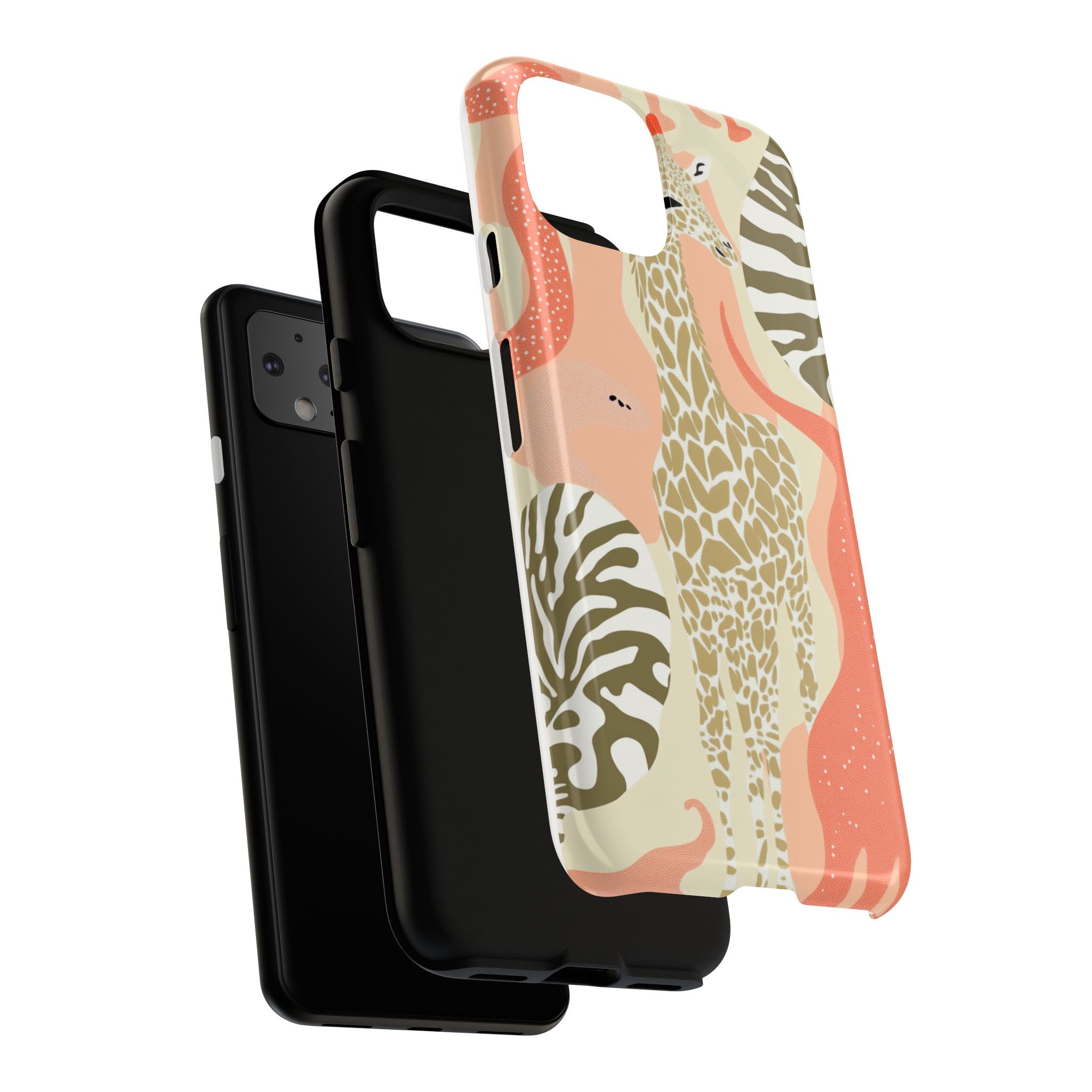 Stylish Phone Case with Giraffe and Abstract Design